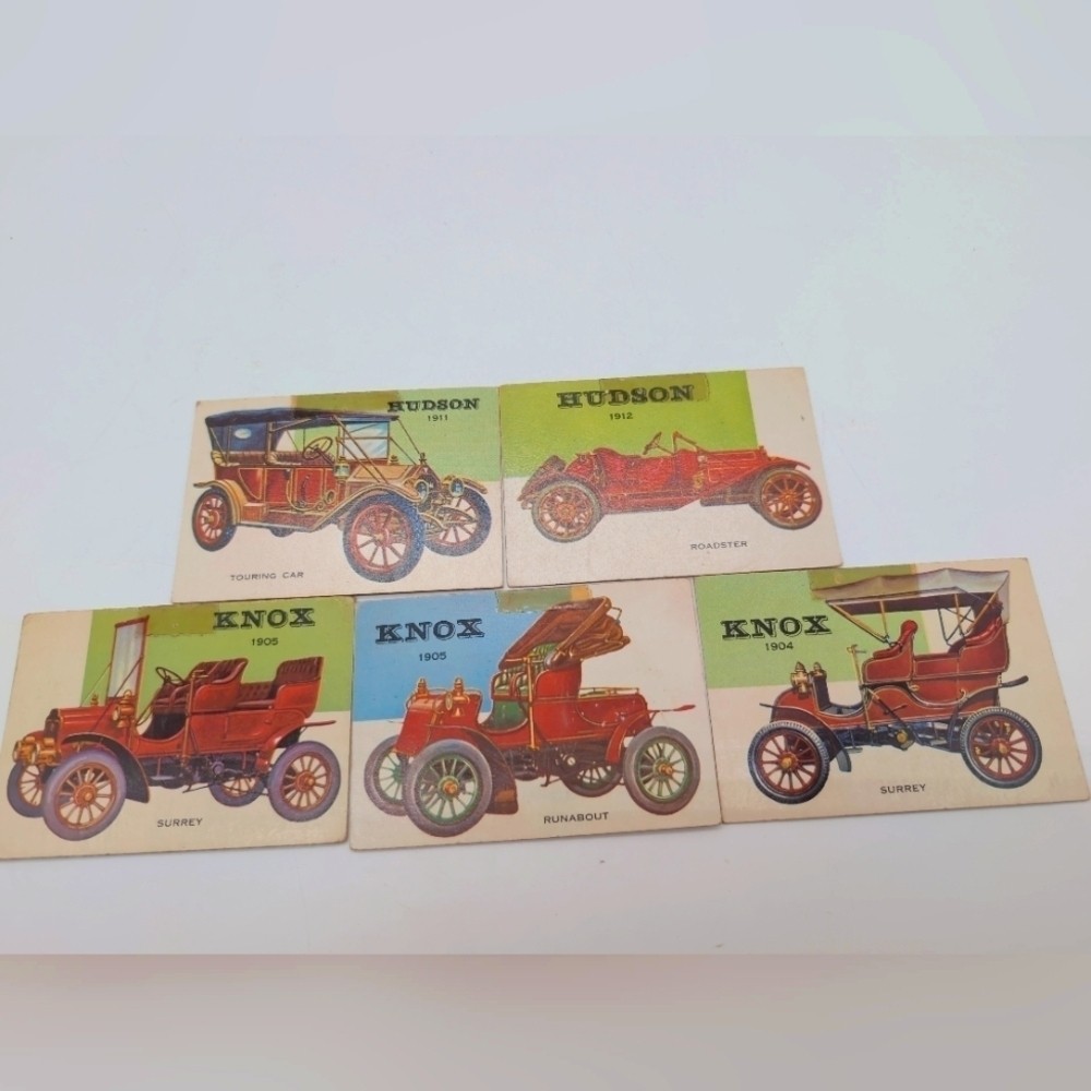 1954 Topps Card Set Of 5 Early 1900s Knox And Hudson Surrey Runabout Touring +