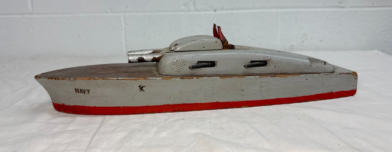Vintage 1940s handmade wood Keystone Manufacturing Company USN battleship model