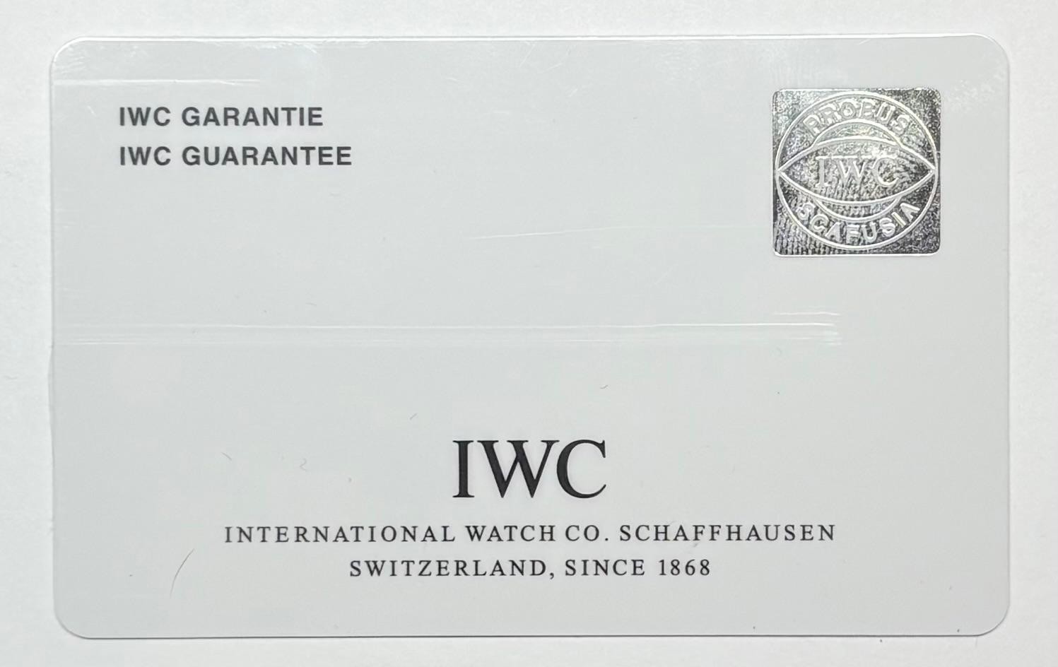 IWC IW326501 Pilot's Mark XVII Warranty Certificate Guarantee 2012 5 Serial Cert