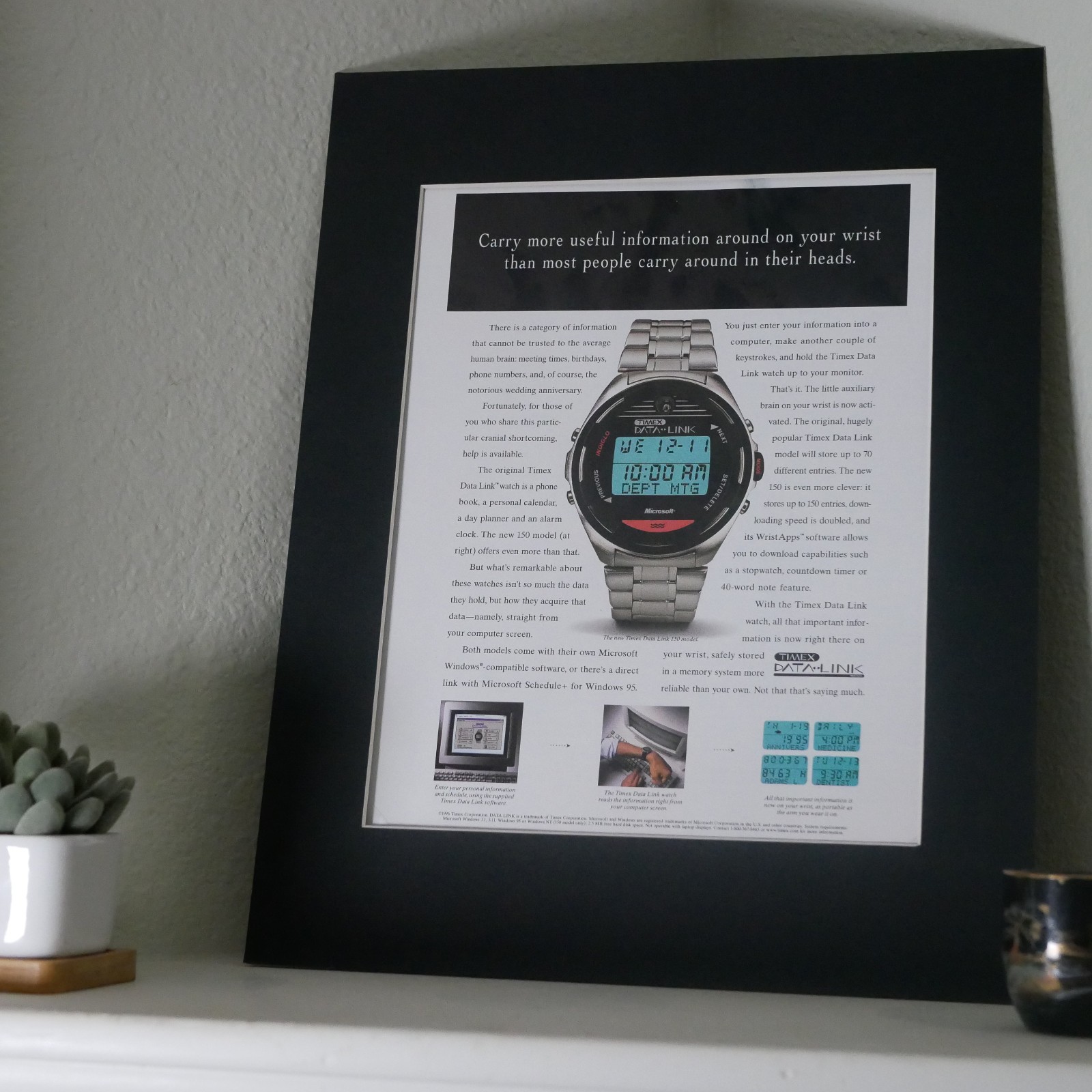 1996 Timex Data Link 150 Watch Microsoft Retro Tech History Ad Smartwatch NASA