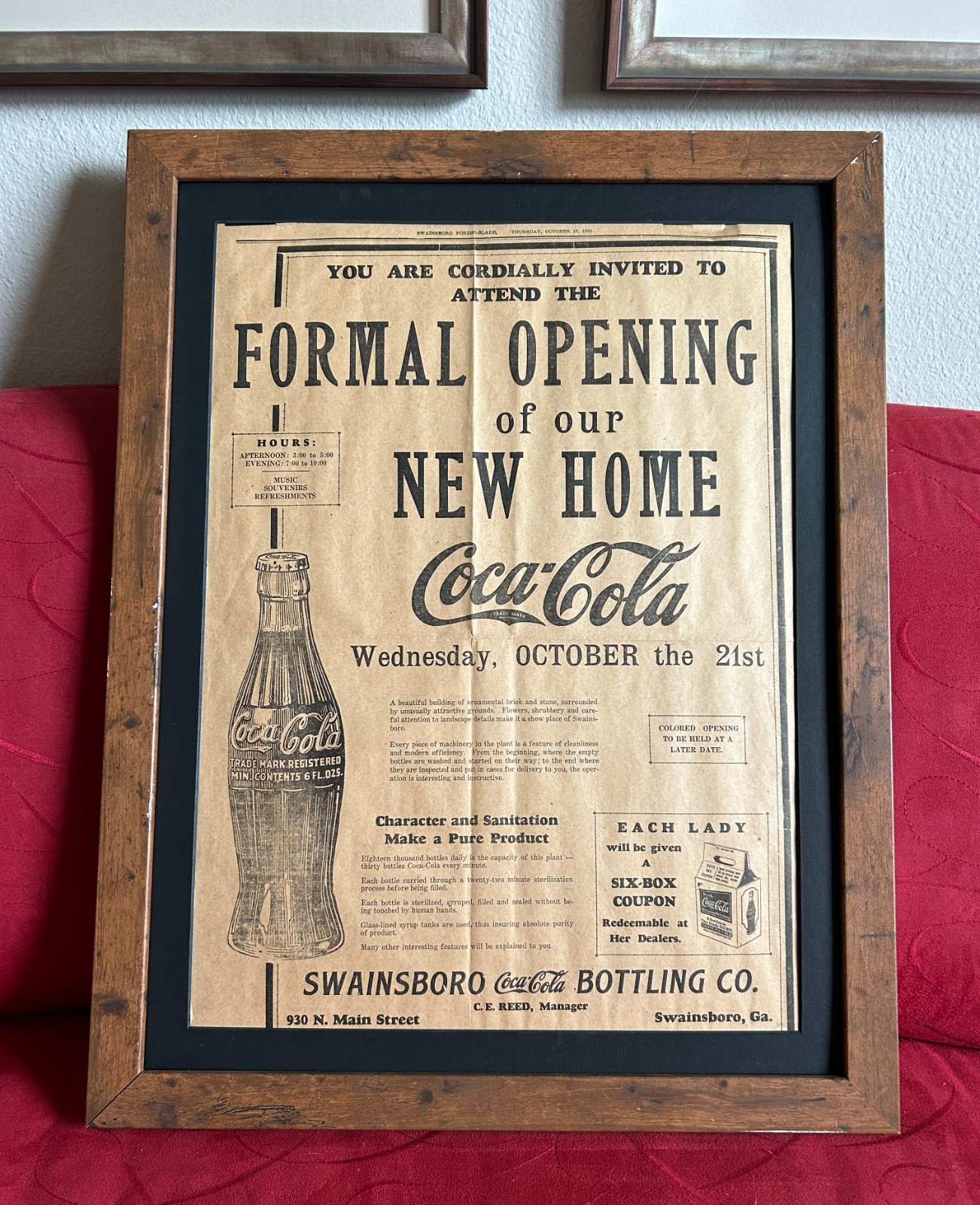 1931 Swainsboro Coca-Cola Bottling Formal Opening Full-Page Newspaper Ad Colored