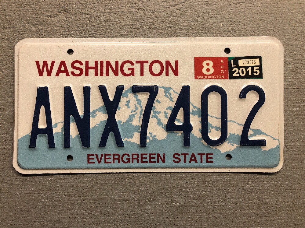 WASHINGTON LICENSE PLATE EVERGREEN 🌲 STATE RANDOM LETTERS/NUMBERS NICE