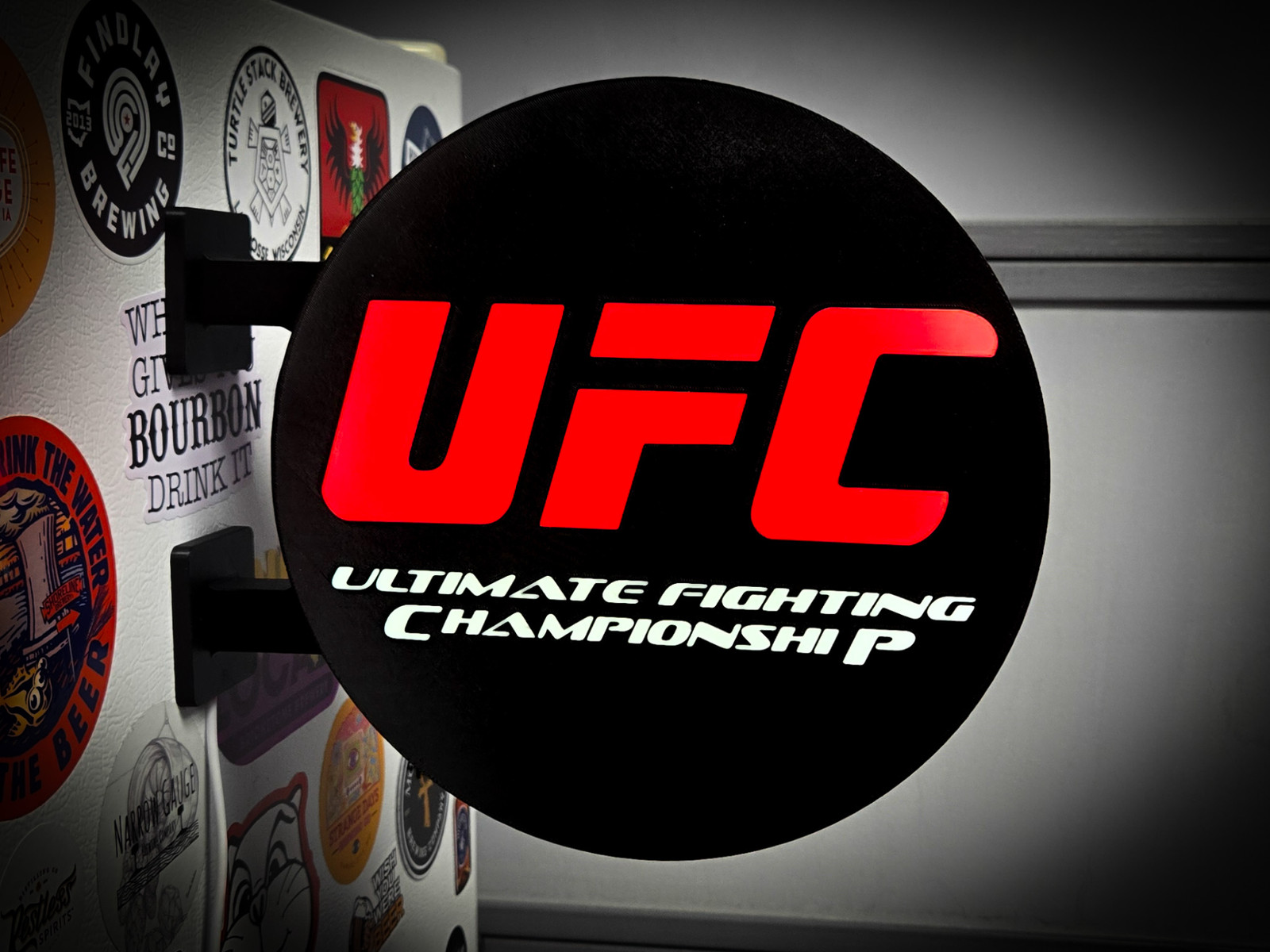 UFC 9-inch Round Light Box LED Sign 3D Printed 2-Sided Wall Decor