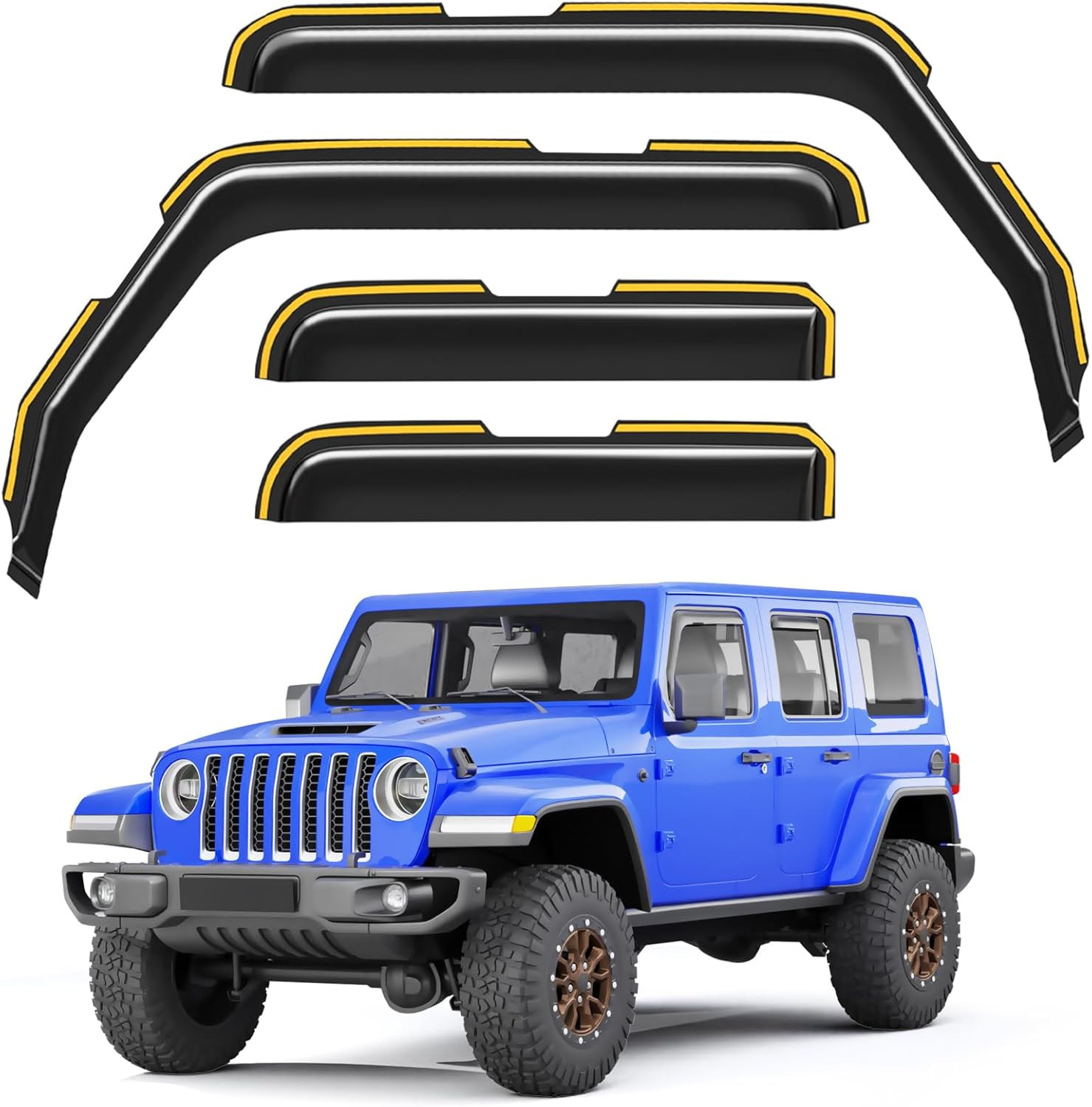 In-Channel Window Rain Guards Fit for 2018-2026 Jeep Wrangler JL & 2020-2026 Jee