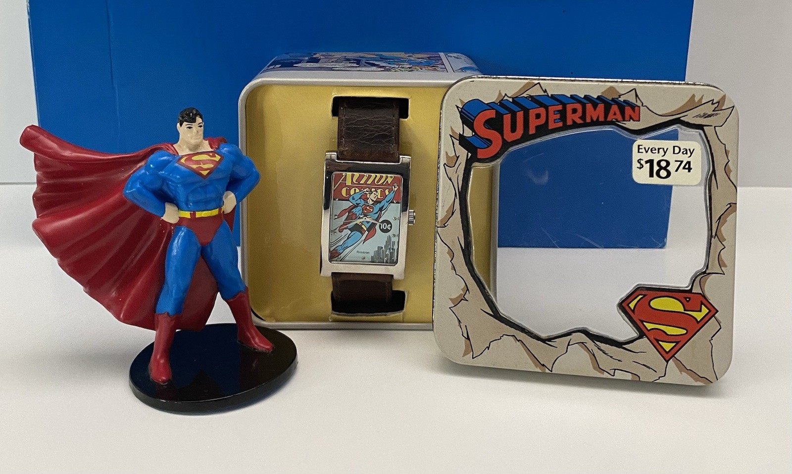 Rare Vtg 90’s Armitron Superman Watch Action Comics #1 Cover Art Original Tin