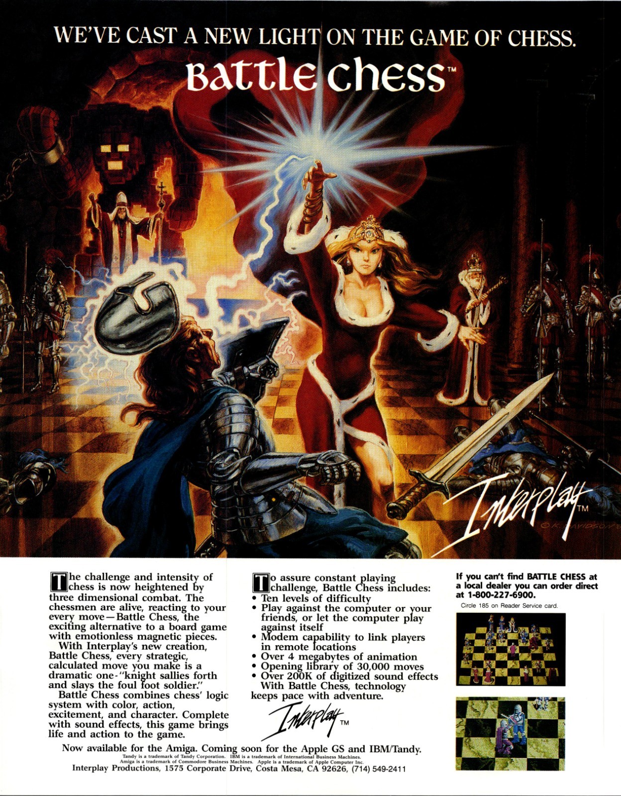 Battle Chess Interplay Productions Corporate Dr Costa Mesa CA 1988 Amiga Ad TB9