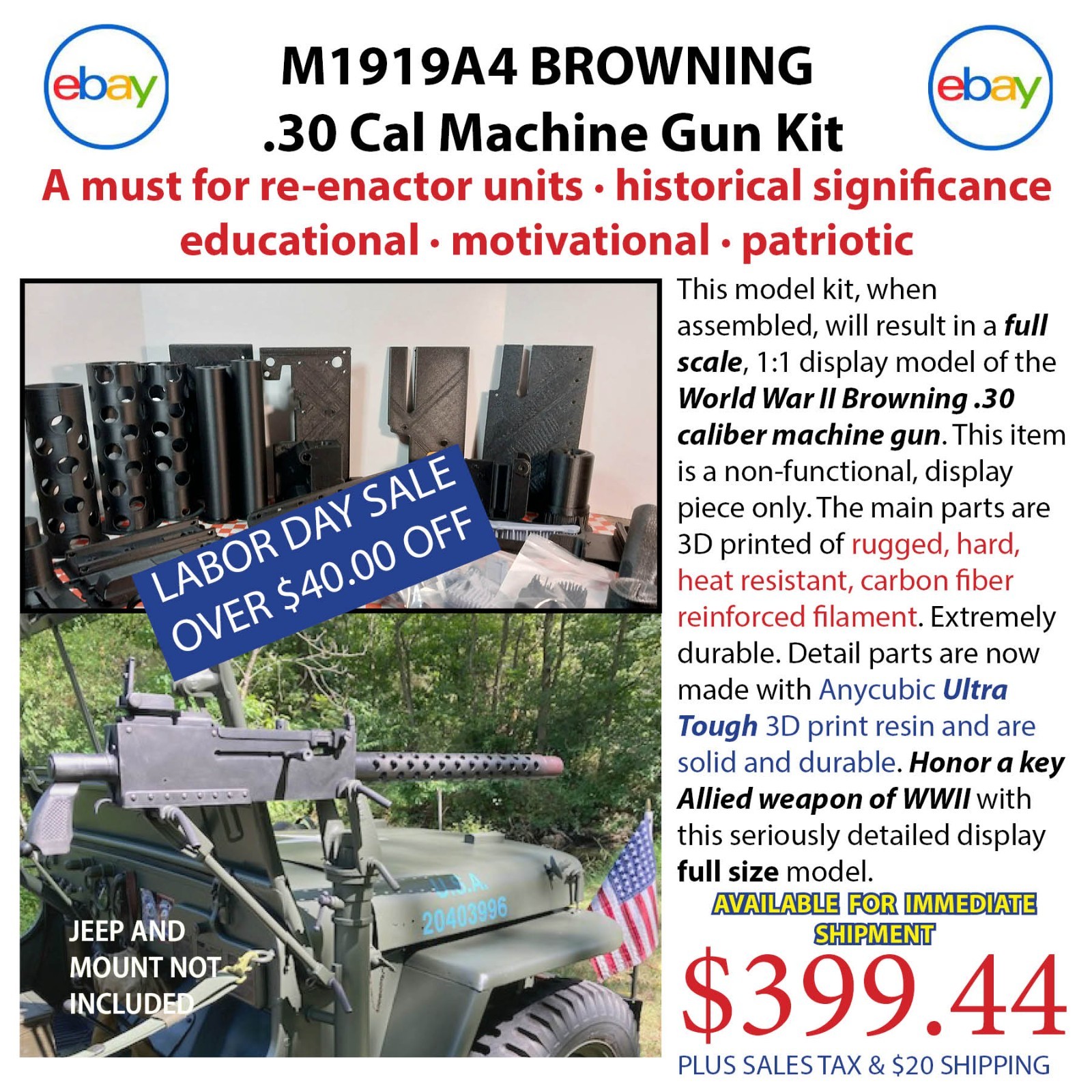 M1919A4 Browning WWII Full scale display model