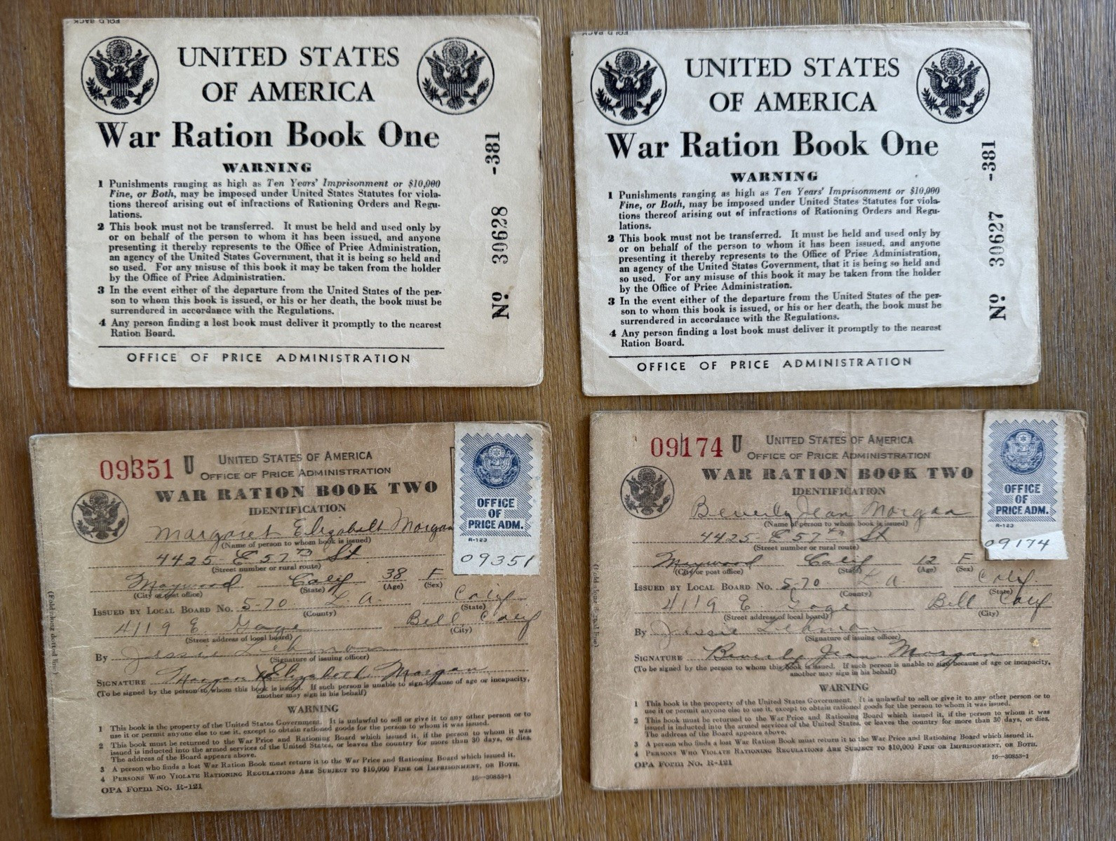 WWII US War Ration Books Lot w/ Office of Price Administration & War Damage Corp