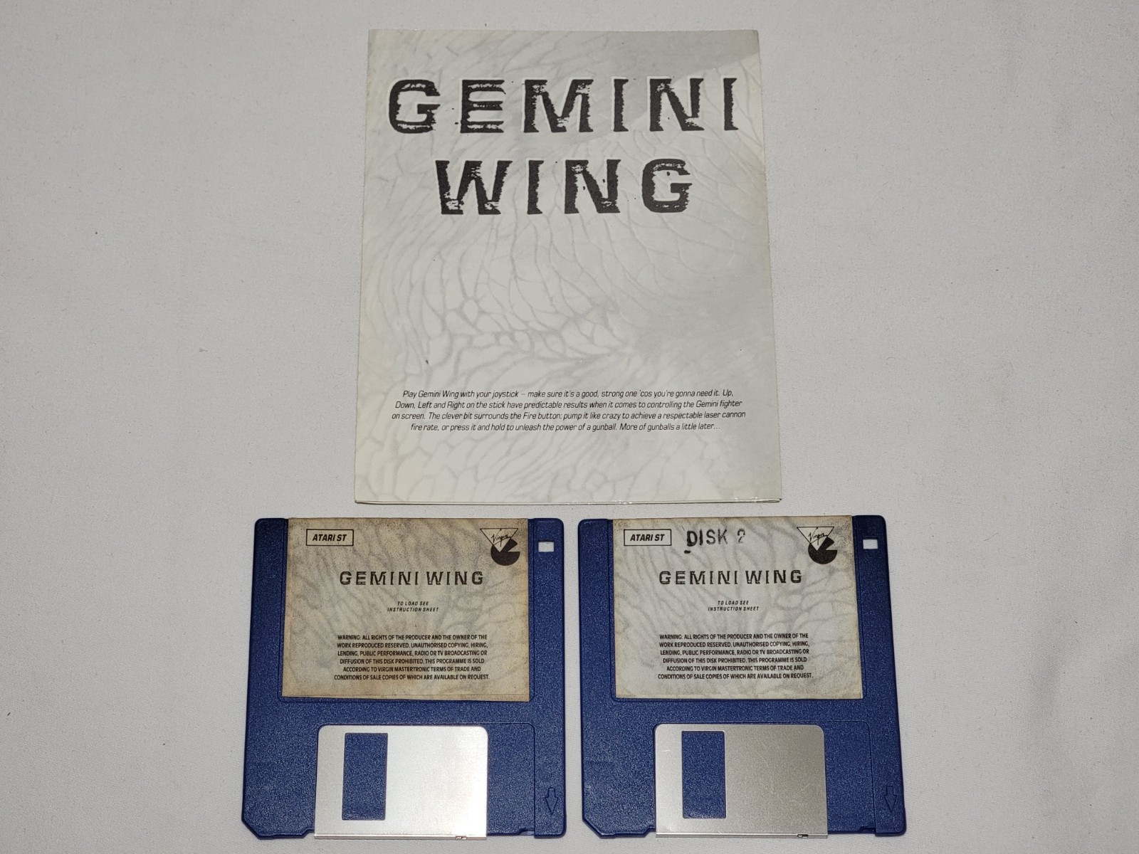 Gemini Wing Atari ST Game Disks & Instructions 1987 Shooter Virgin Tecmo