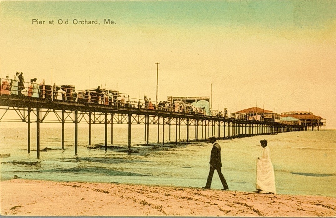  1908 Old Orchard Beach Maine Pier Vintage Postcard Antique ME Coast
