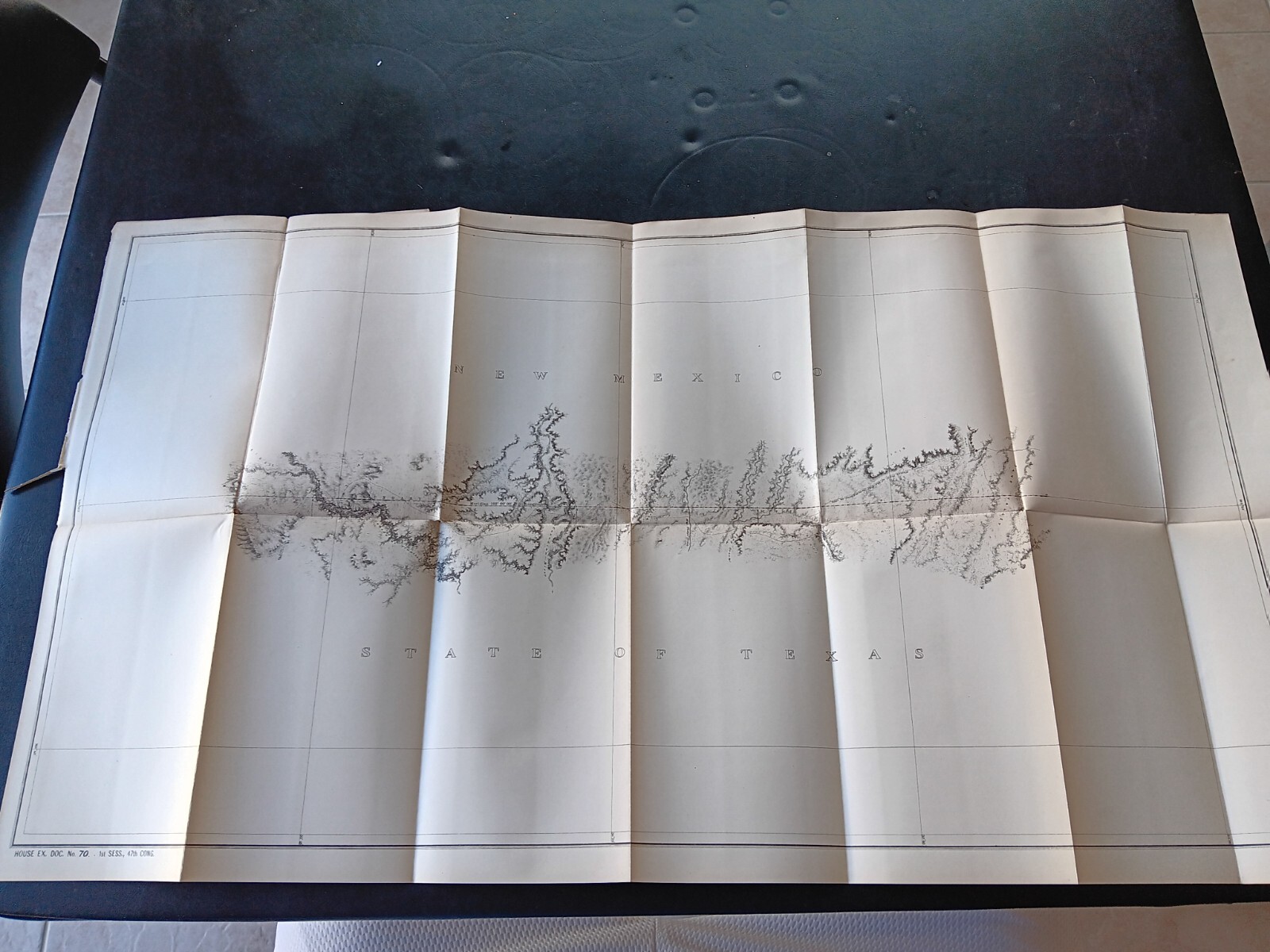 1882 US Texas Boundary Commission Foldout Survey Sketch Map Diagram Sand Valley 