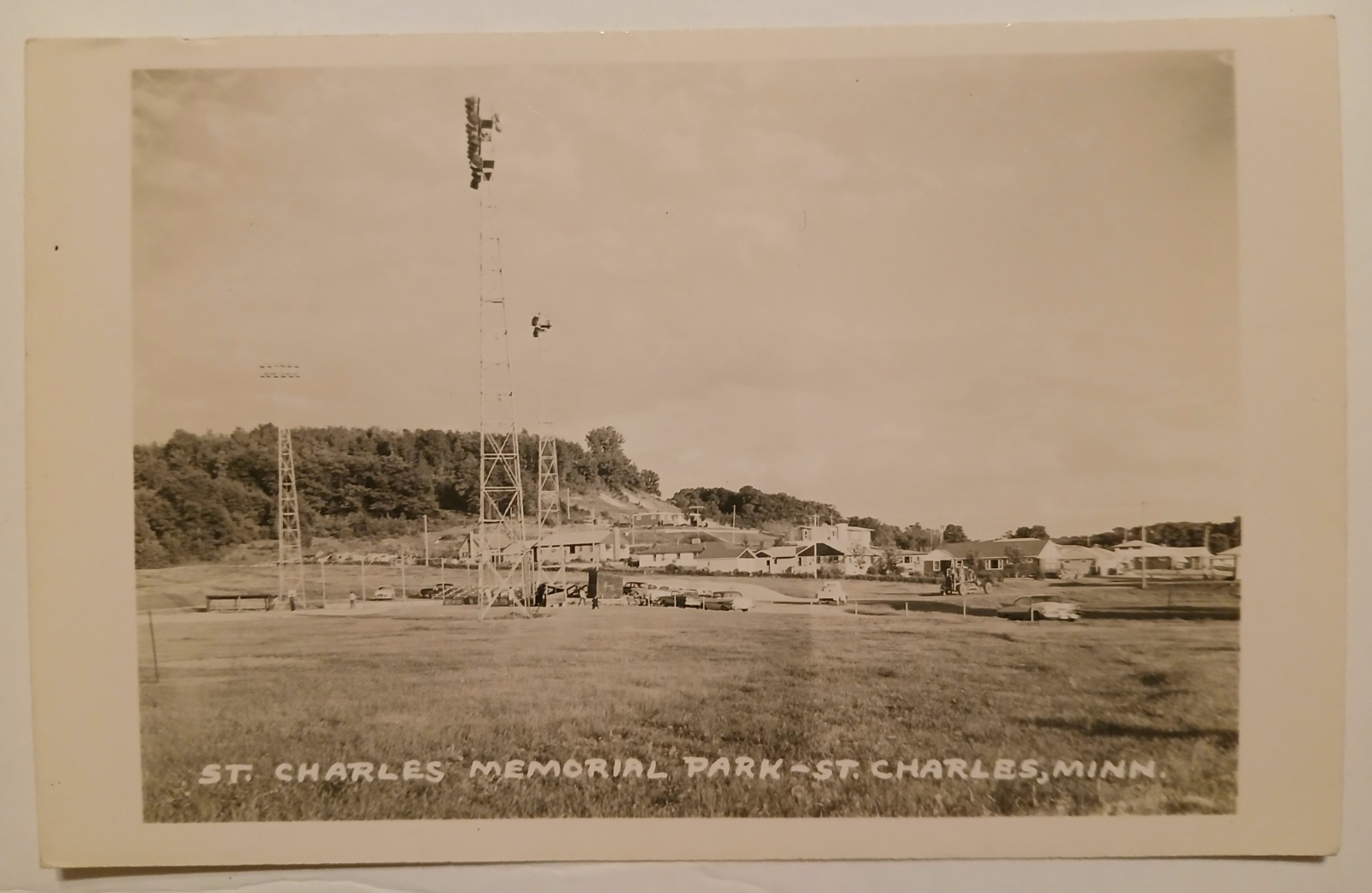 St. Charles Memorial Park- St. Charles Minnesota Real Photo Postcard 