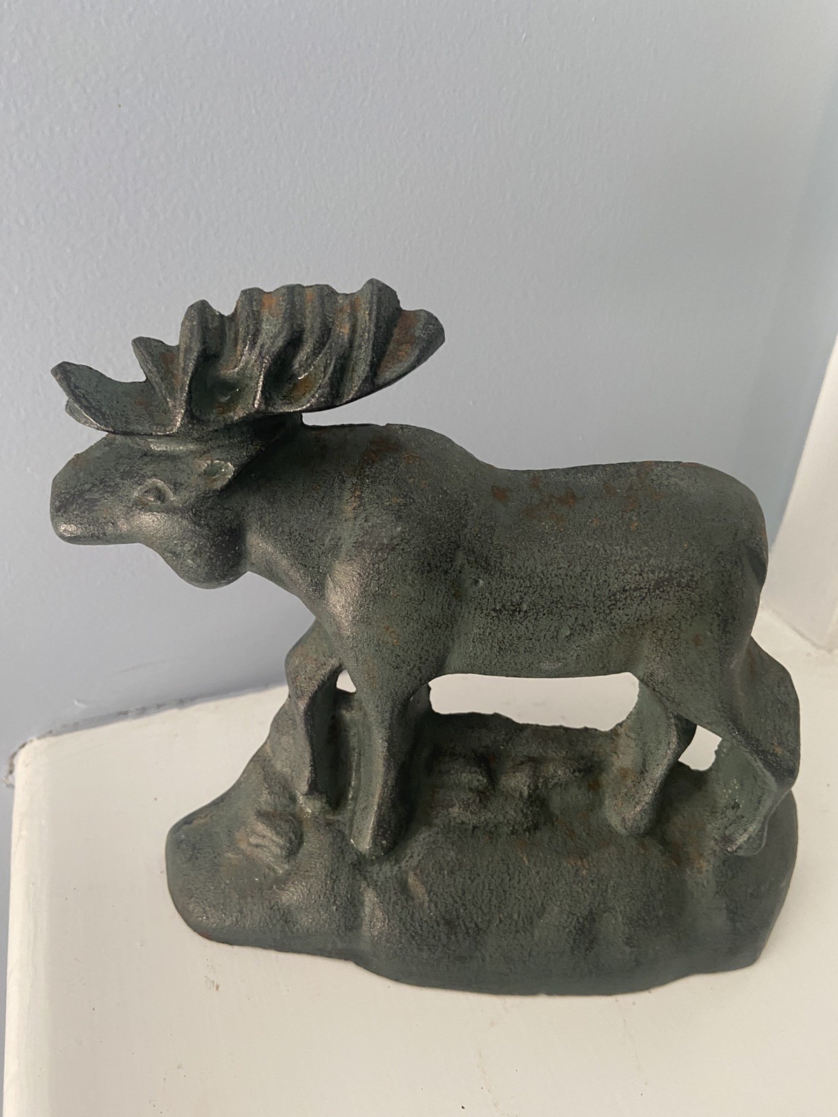 Vintage Cast Iron Moose Boot Scraper Doorstop Heavy Rustic Cabin Lodge Decor 7”
