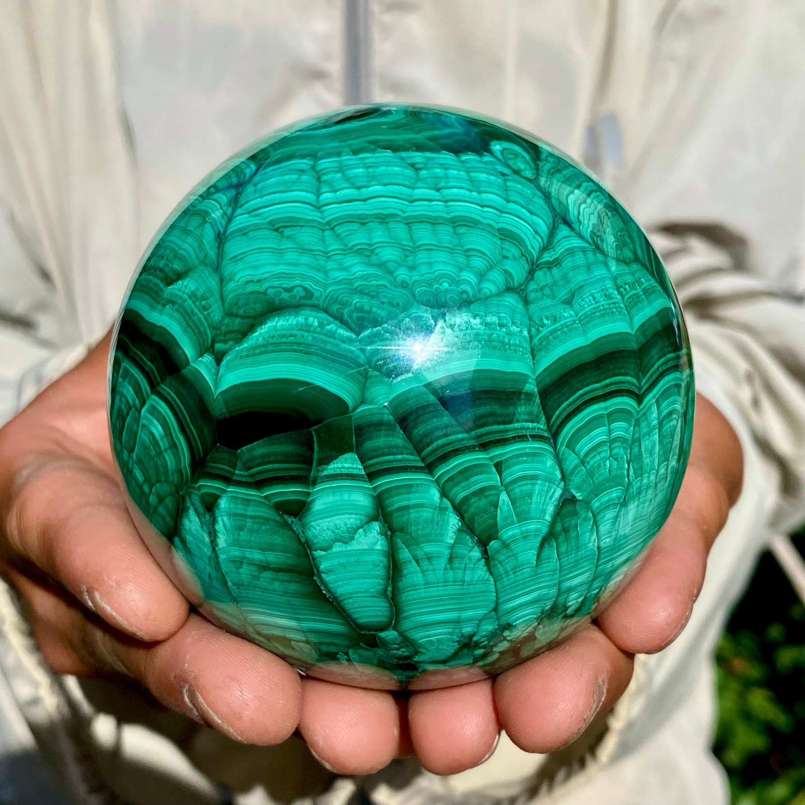 2.18LB Rare Natural Malachite quartz hand Carved sphere Crystal Healing Gem ball