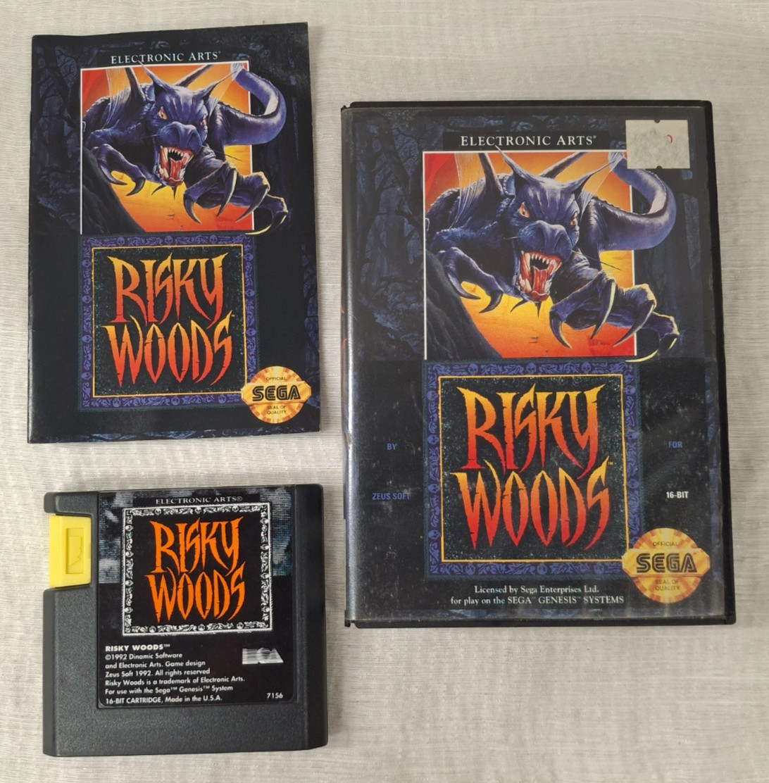 Risky Woods (Sega Genesis, 1992) CIB See Pictures Tested
