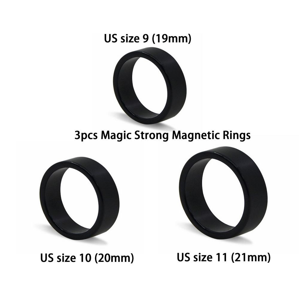 3PCS New Black Magic Trick Rings Strong Magnetic Prop Learn Beginner Illusions