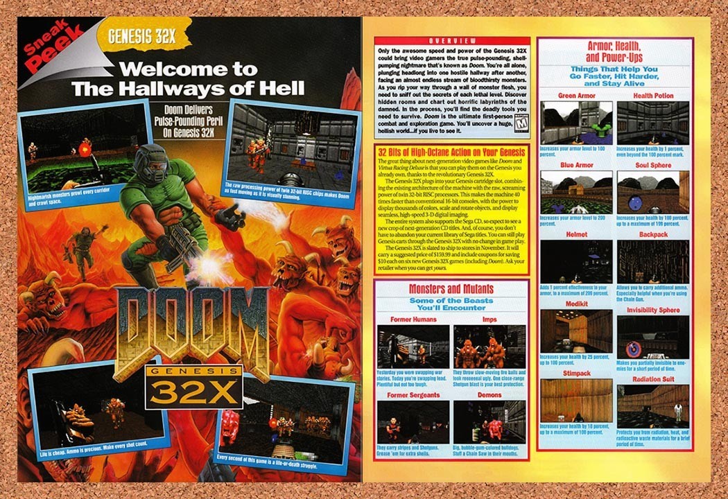 1994 Doom 32x Original Advertisement / Retro Promo vr2