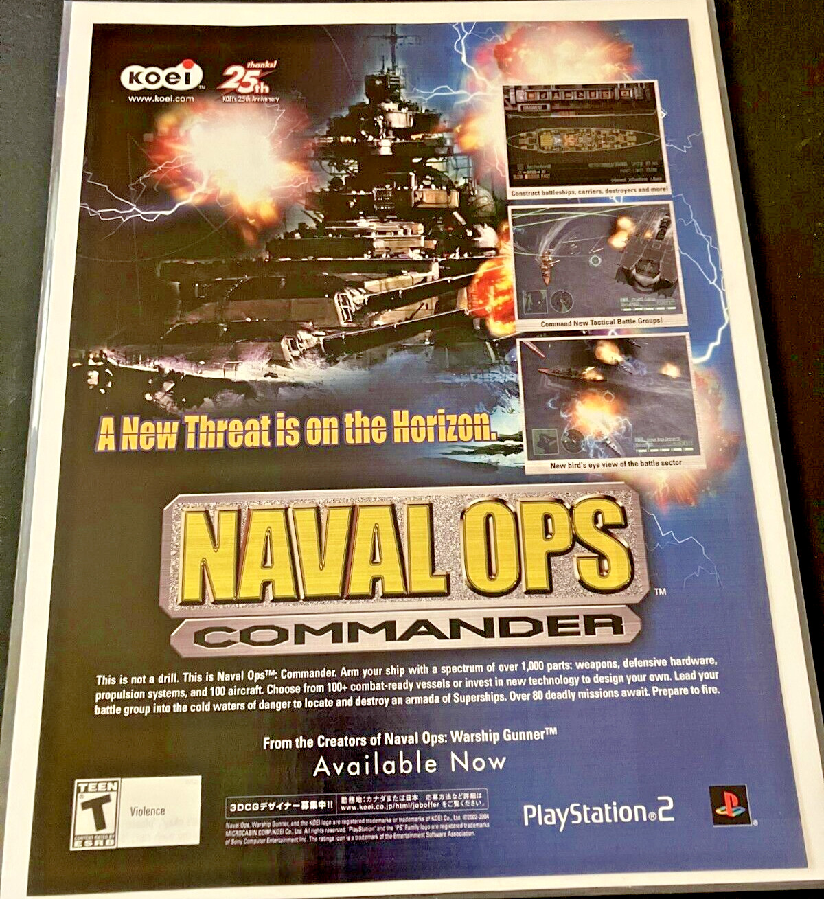 Naval Ops: Commander - Vintage Gaming Print Ad / Poster / Room Wall Art - MINT