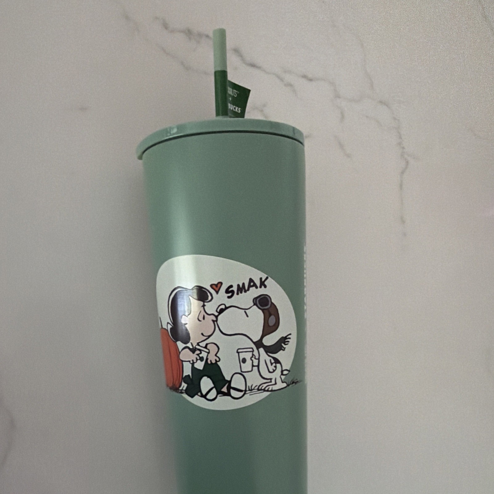Starbucks x Peanuts Snoopy & Lucy Sage Green Tumbler 24oz Fall 2026 NEW In Hand