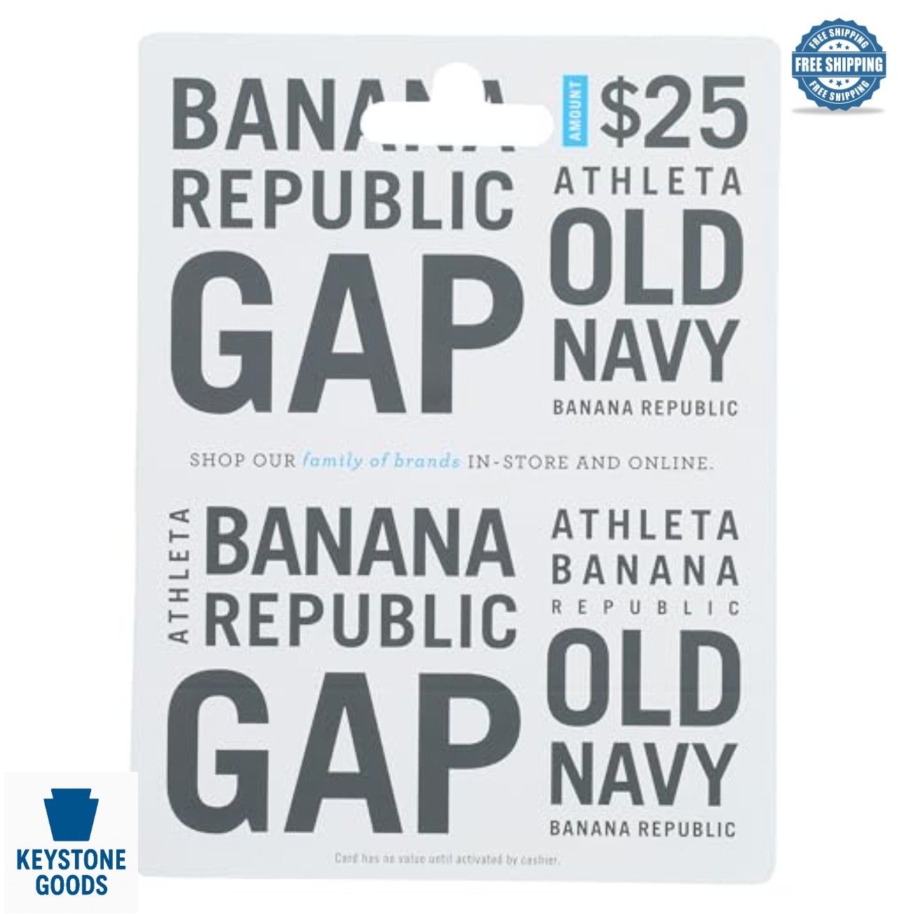 Gift Card 25 Dollar Old Navy Banana Republic Athleta In Store Online Redeemable