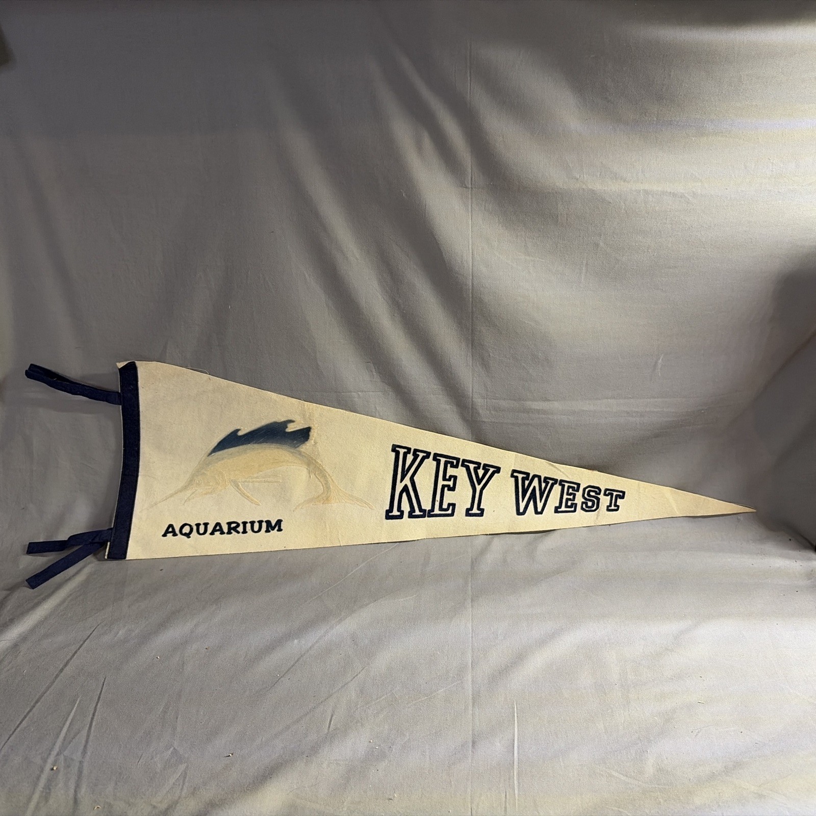 Vintage Florida Key West Souvenir Pennant Sail Fish Felt Flag