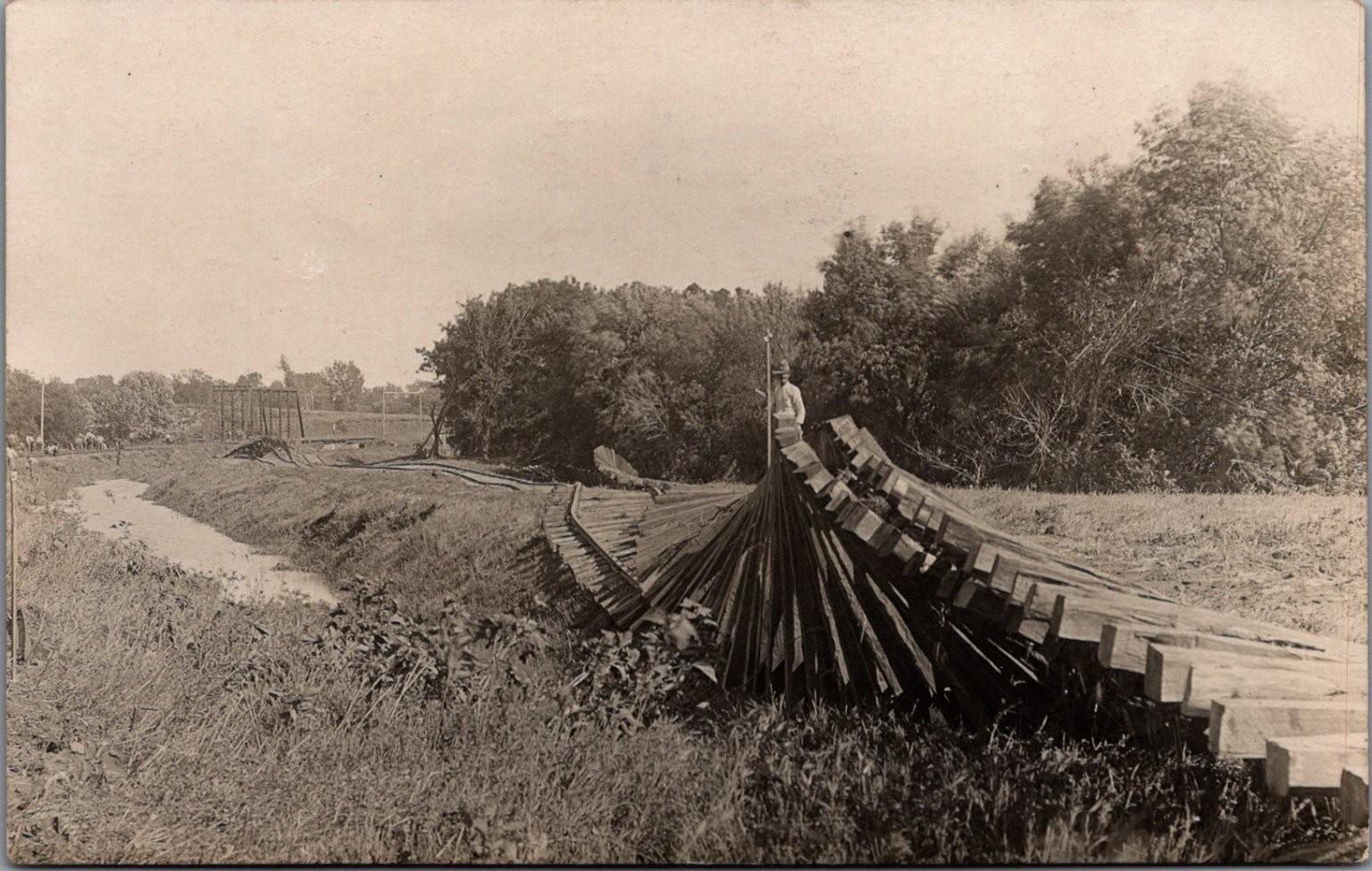 RPPC Man Working Wooden Structure Early 1900s Construction Real Photo Postcard