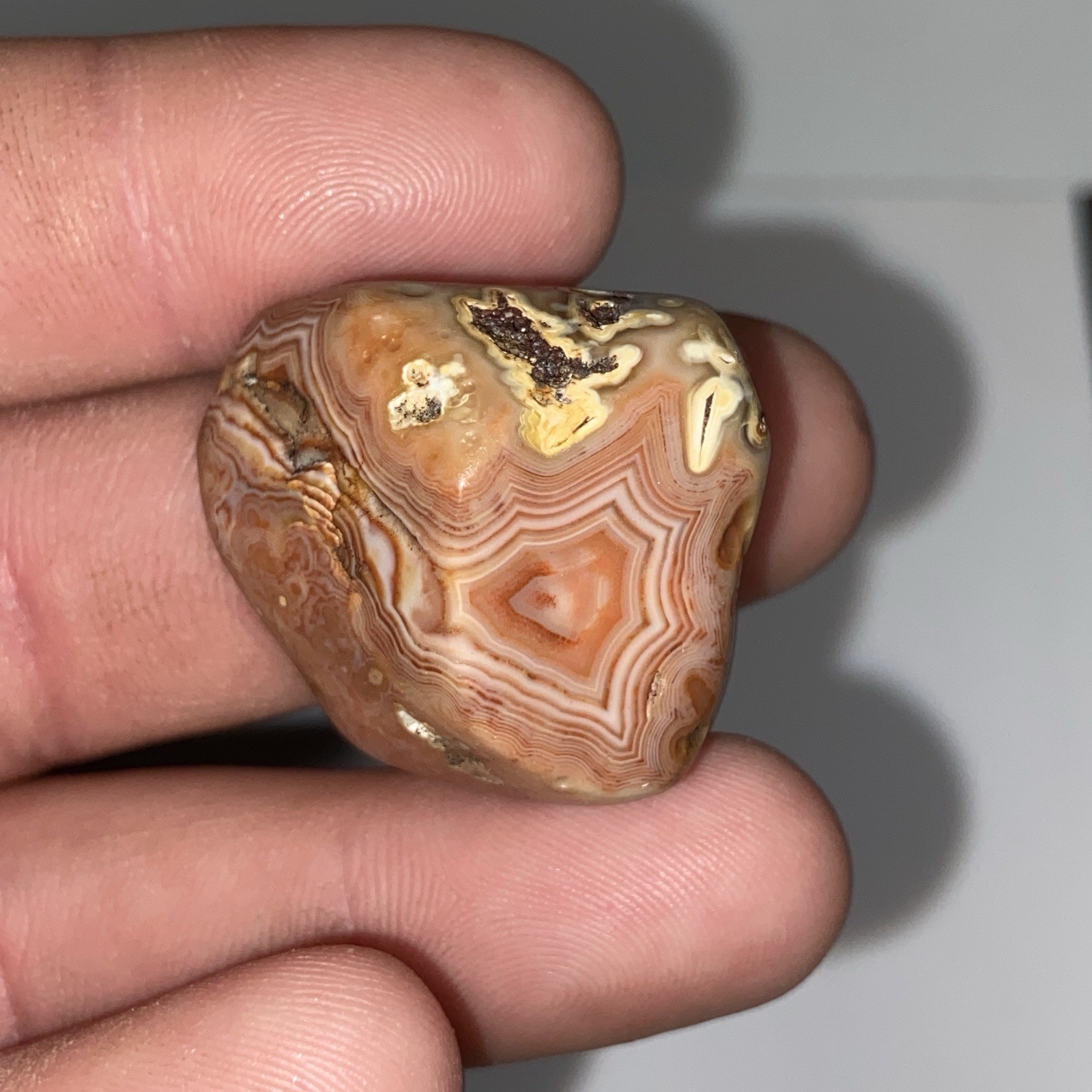 Stunning Peach Banded Fortification Agate Polished Stone