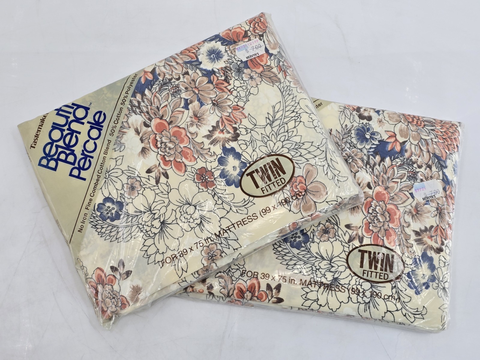 2 Set Vintage Tastemaker NEW NOS Twin Fitted Sheets
