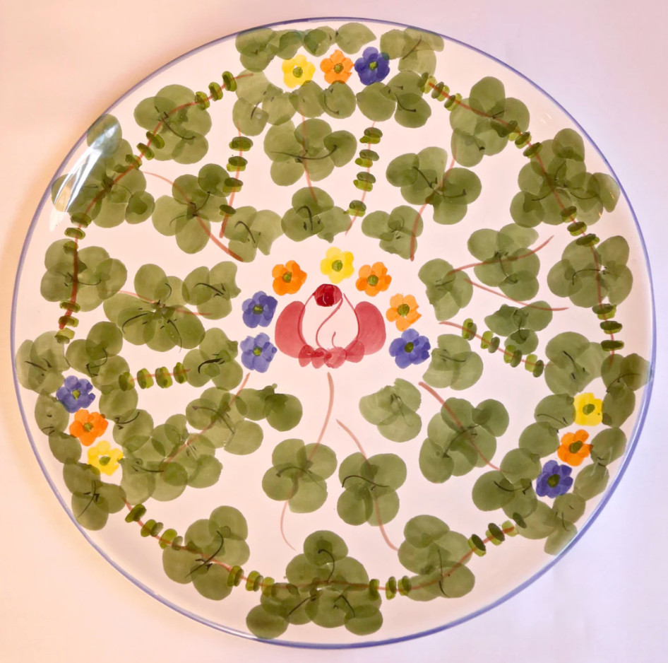 NWT The Ivy Restaurant Los Angeles, CA Large Floral Round Serving Platter Dish