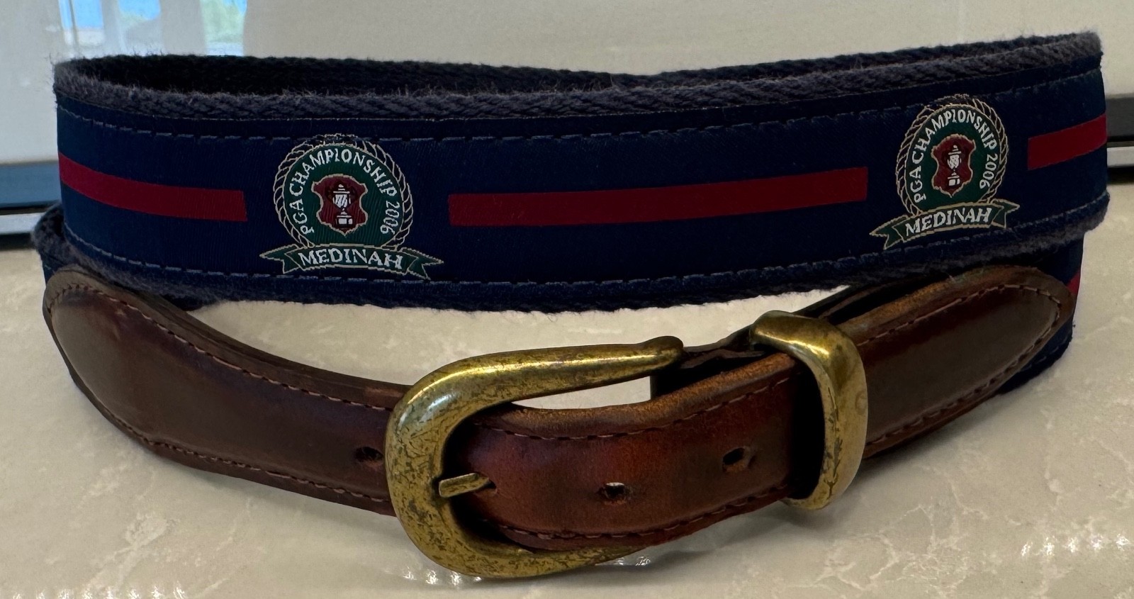 Medinah Country Club 2006 PGA - YRI Leather Golf Belt Men's 38 - Tiger Woods Win