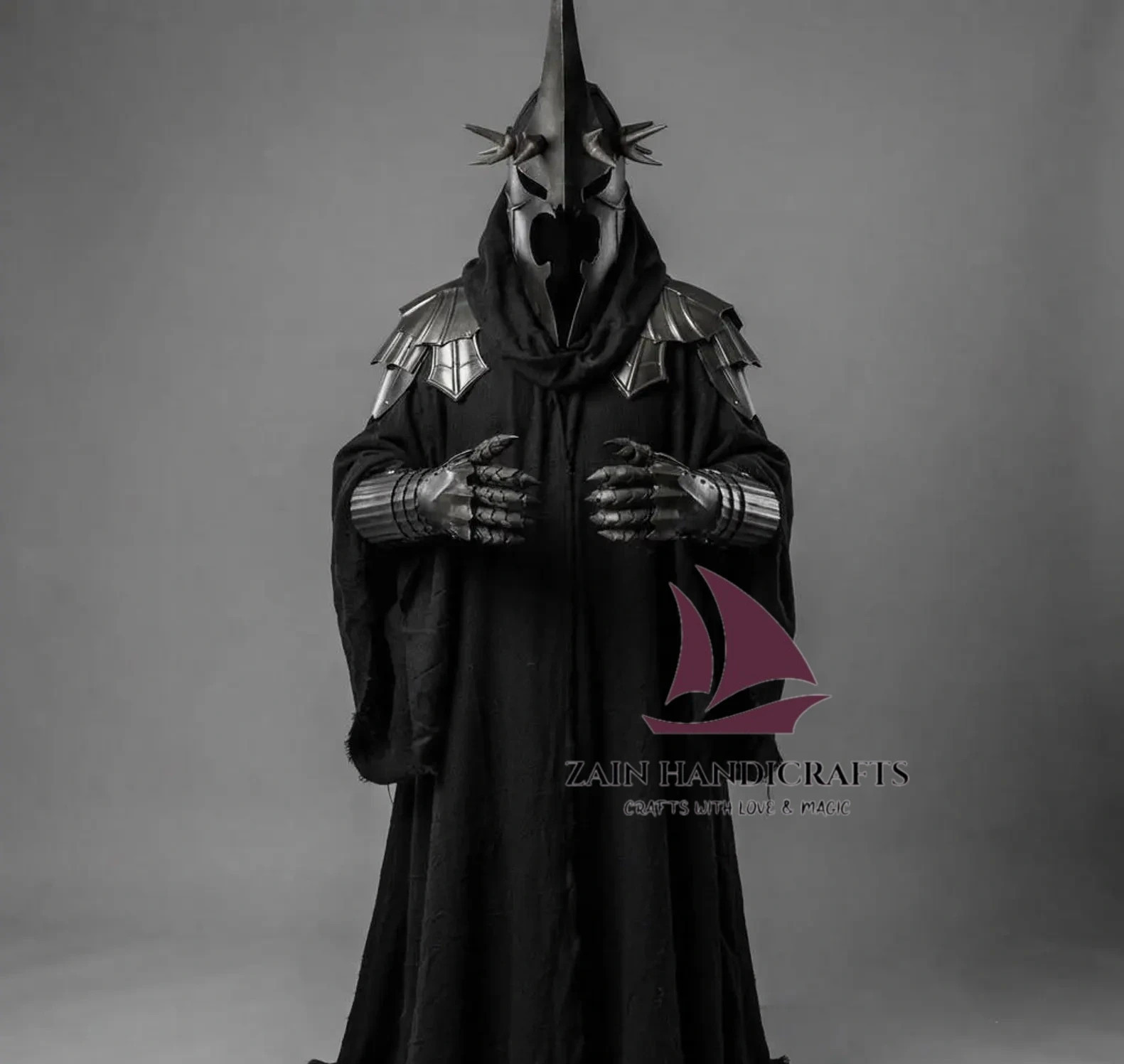 ZAIN Ringwraith Outfit W/Helmet Gauntlets &Cloak Nazgul horror Halloween Costume