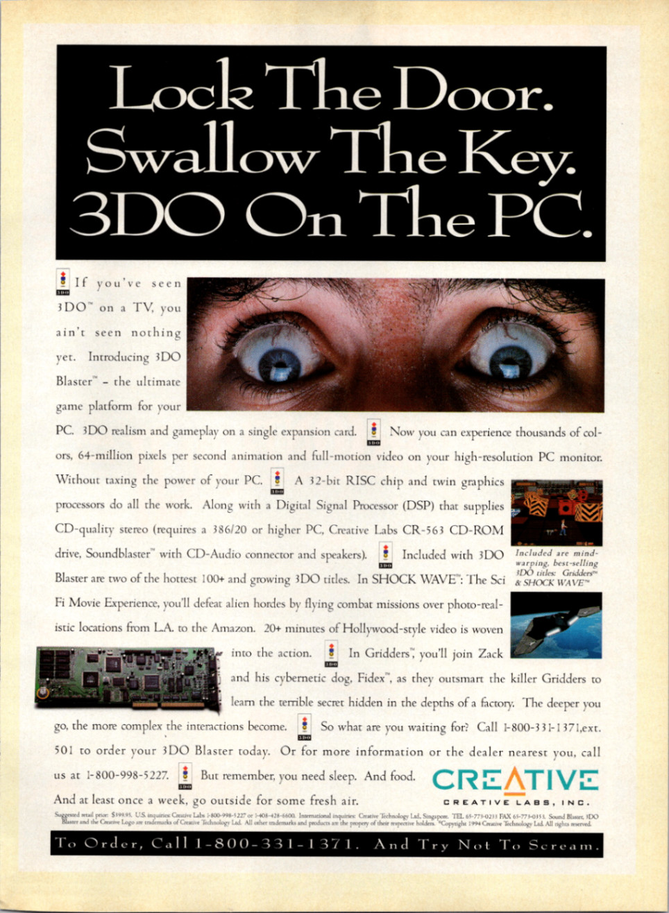 3DO Blaster PC Vintage 1994 Magazine Ad Creative Labs Video Game History