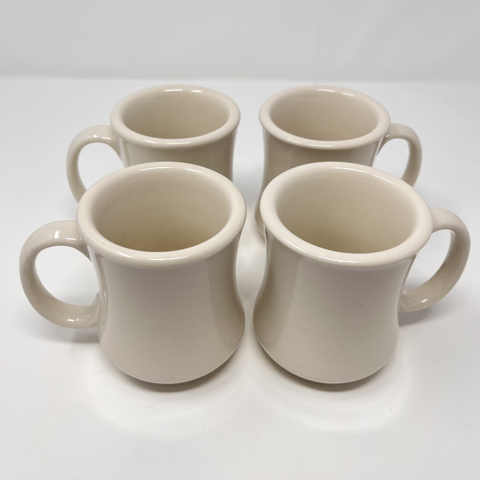 Vtg Ultima China Restaurant Ware Diner Coffee Mug Cup Solid Off White Set of 4 