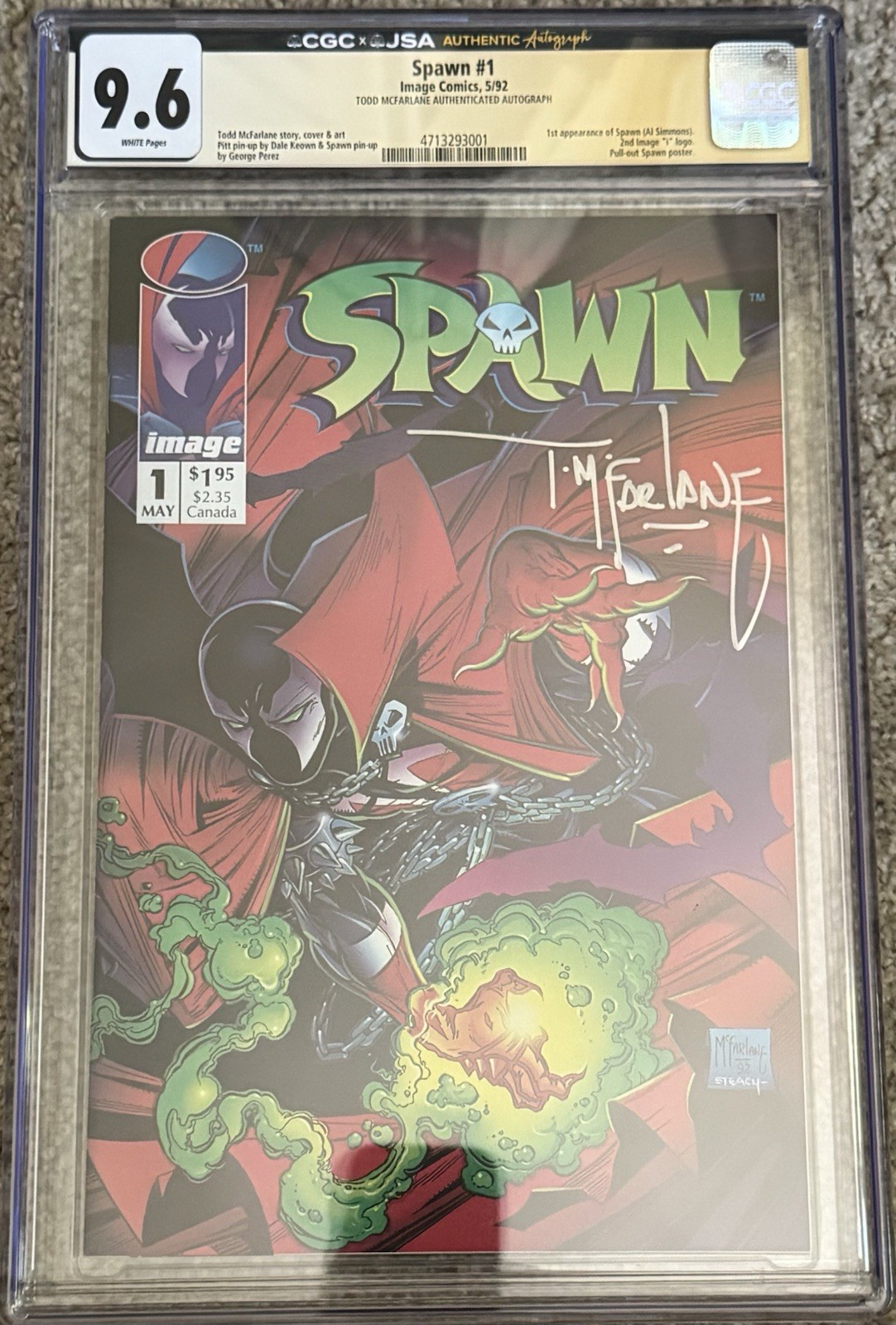 Spawn #1 CGC 9.6. Todd McFarlane Signature In Silver Looks So Cool.