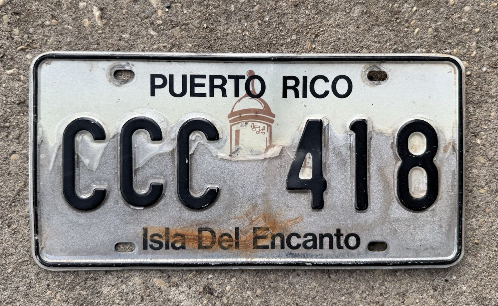 Puerto Rico License Plate CCC 418 Isla Del Encanto Morro Castle Tag Triple C