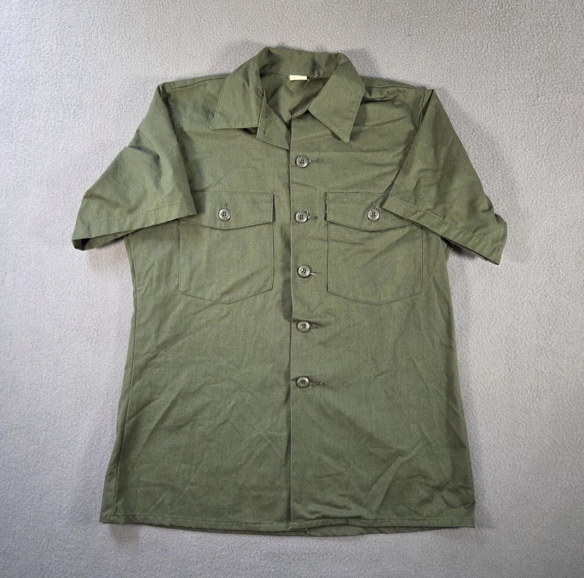 US Army OG-107 Vintage 60s/70s Sateen Utility Green Shirt Military Vietnam Era