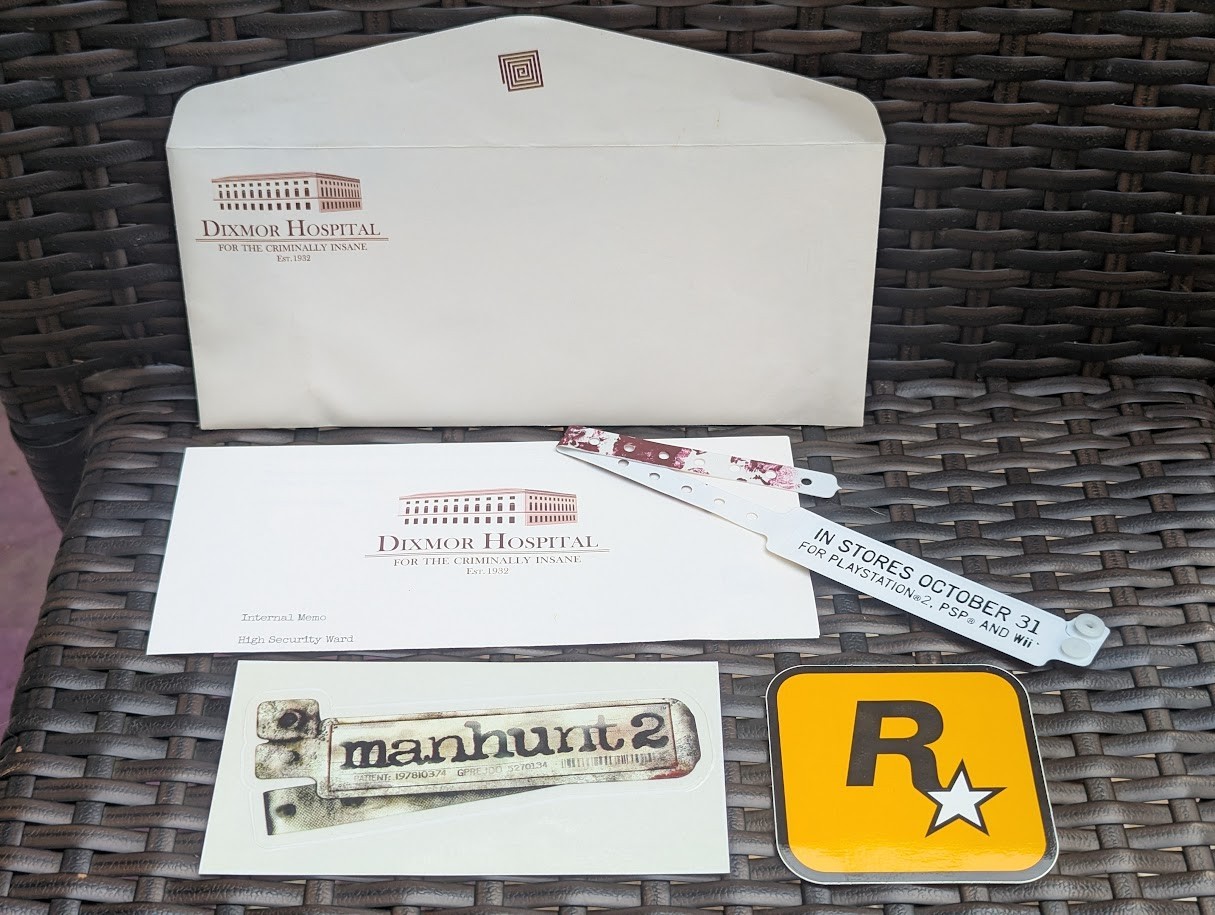 Manhunt 2 Rockstar Games PS2 Wii PSP Promo Bloody Wristband, Letter, Stickers