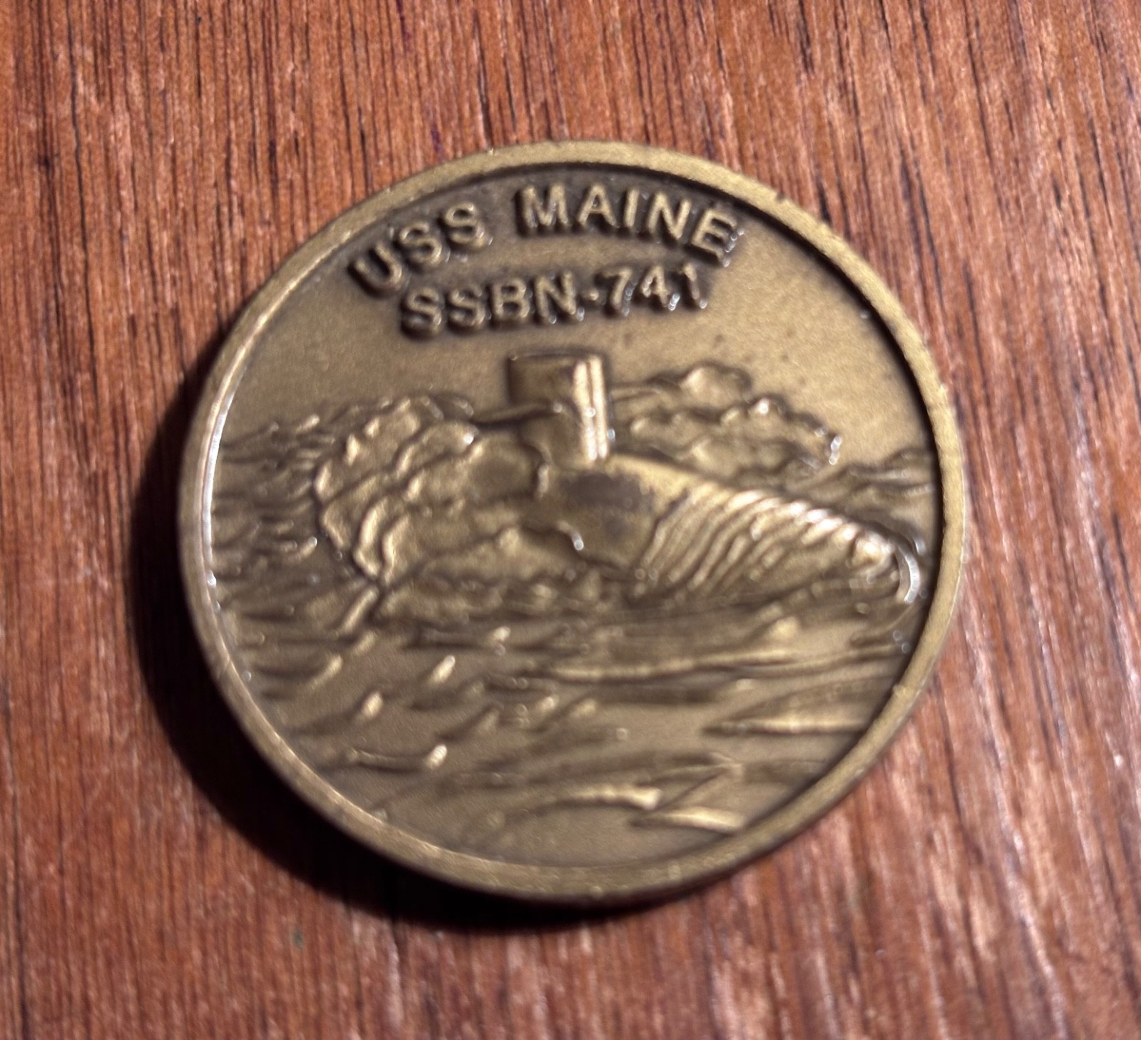 US Navy USS Maine SSBN-741 Submarine Challenge Coin; From Commander Circa 1995