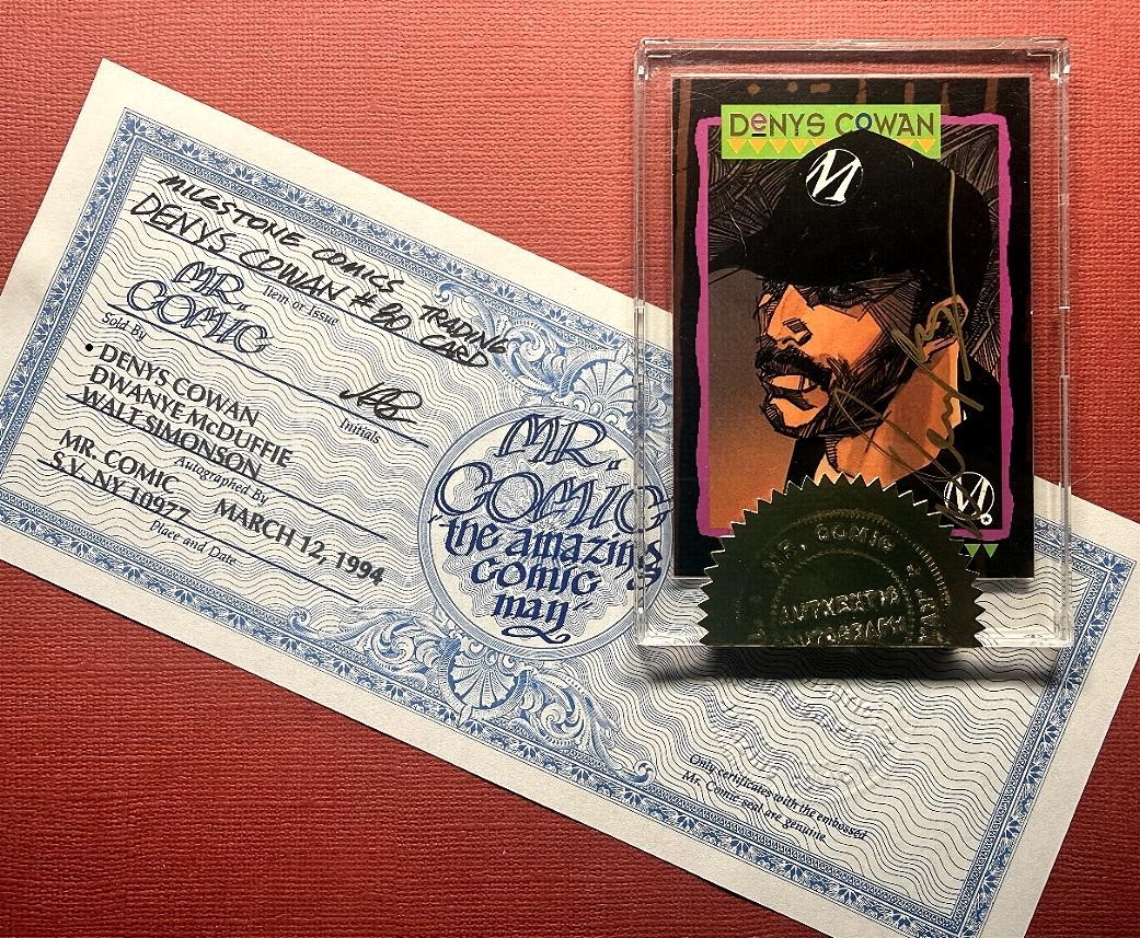 1993 SKYBOX DENYS COWAN PROMO TRADING CARD #80 (NM) SIGNED by DENYS COWAN  *