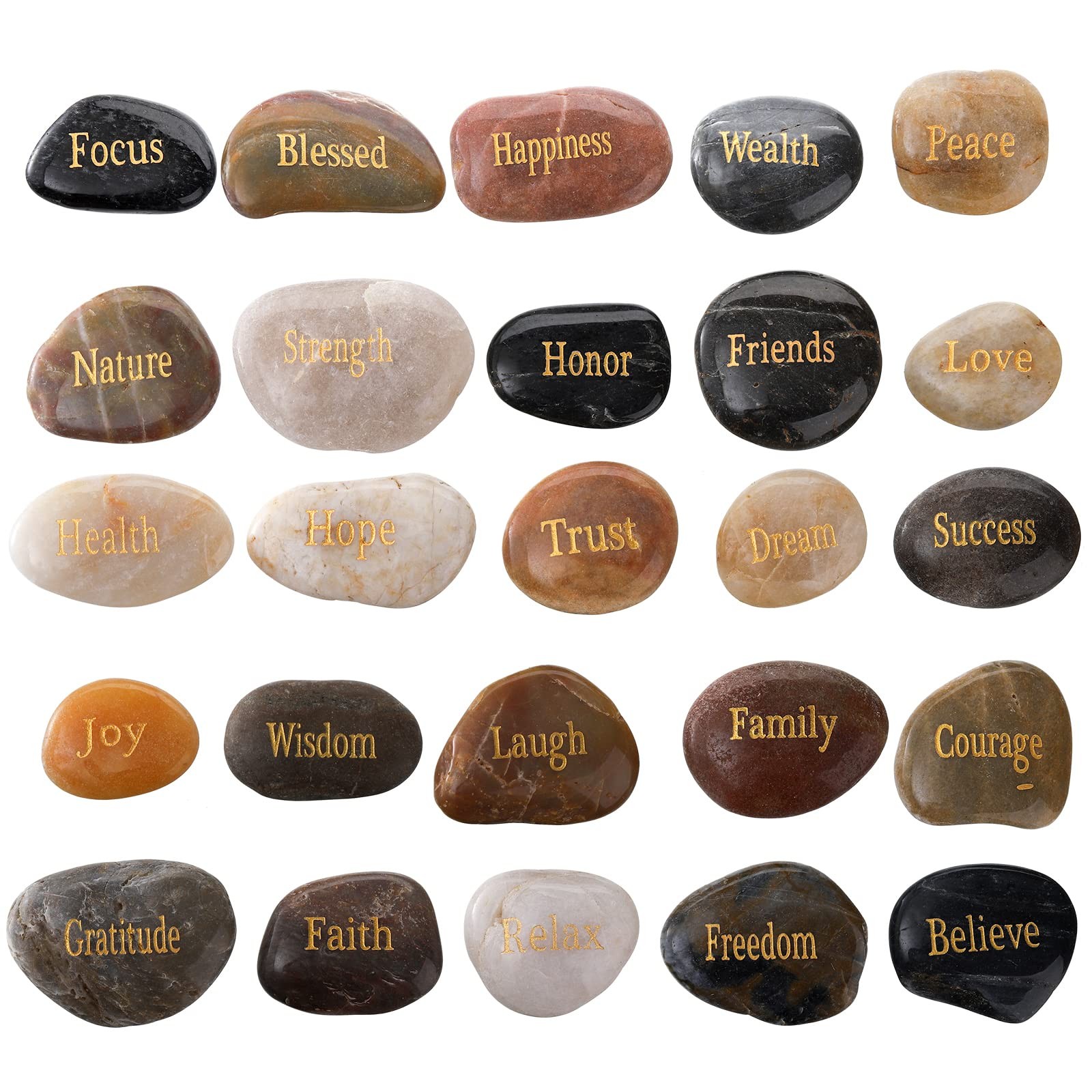 25 Pack Engraved Inspirational Stones 12 Inch Different Words Encouragement Ston