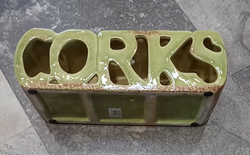 Kirkland's Large Green Ceramic Wine Corks Holder 11