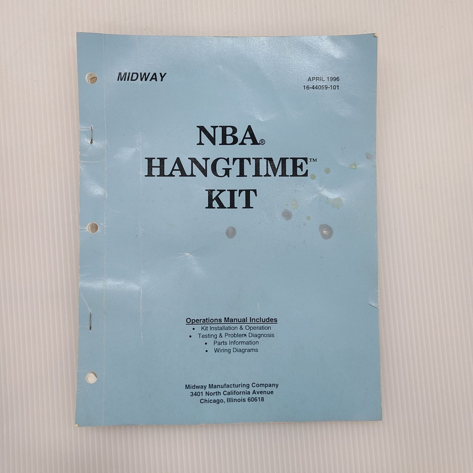 NBA Hangtime arcade owner's manual