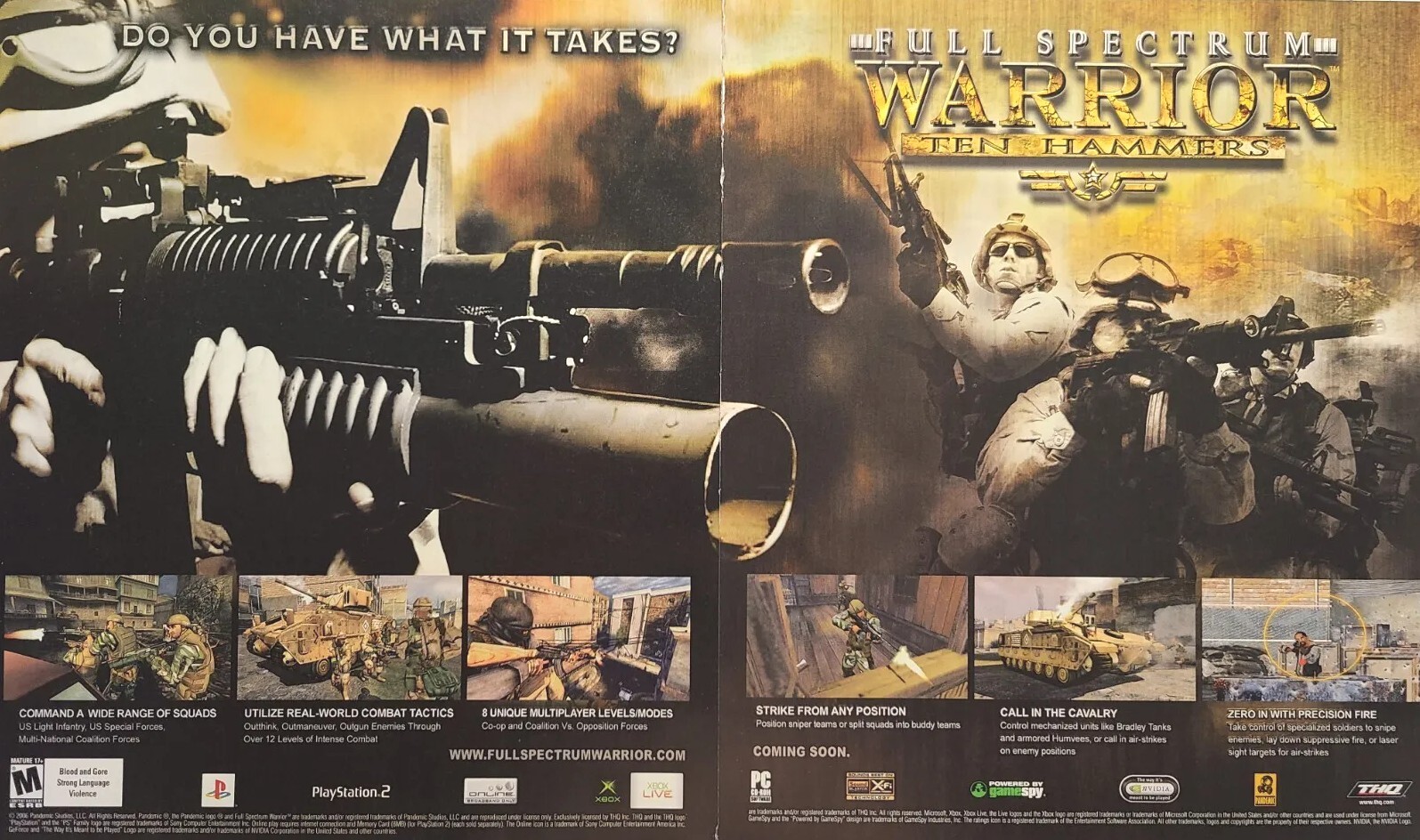 Full Spectrum Warrior Ten Hammers THQ XBOX Playstation Vintage Print Ad 2006