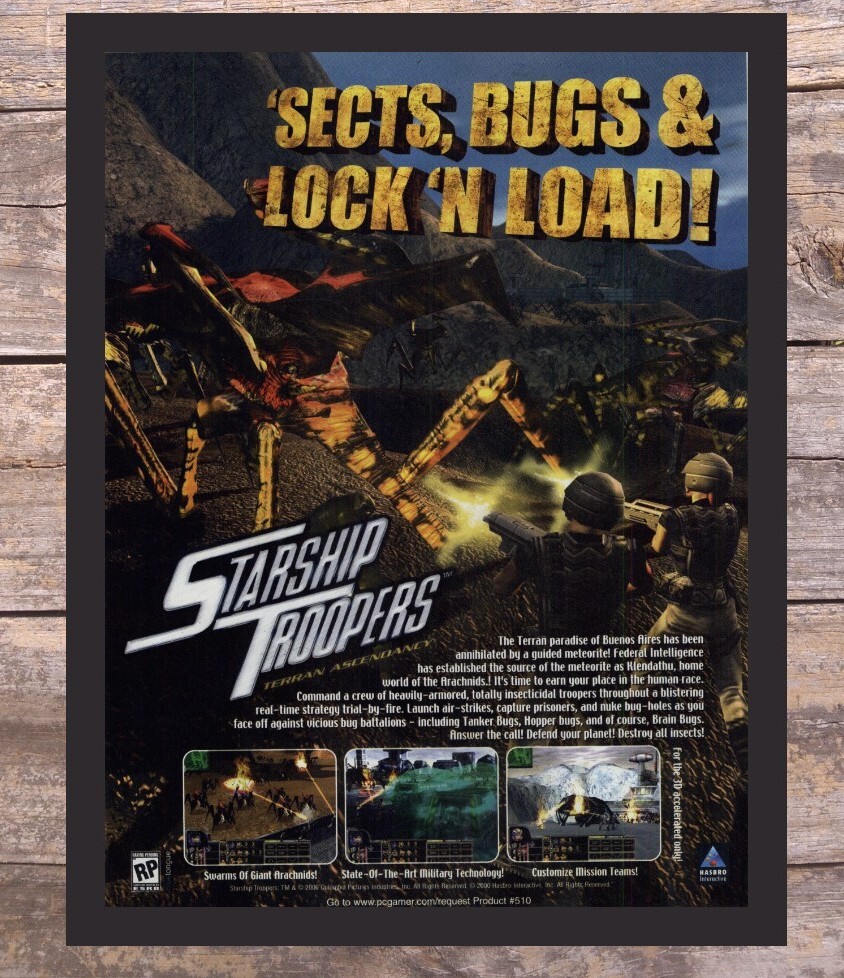 Starship Troopers Terran Ascendancy Framed Video Game Art 2000 Vintage Print Ad 