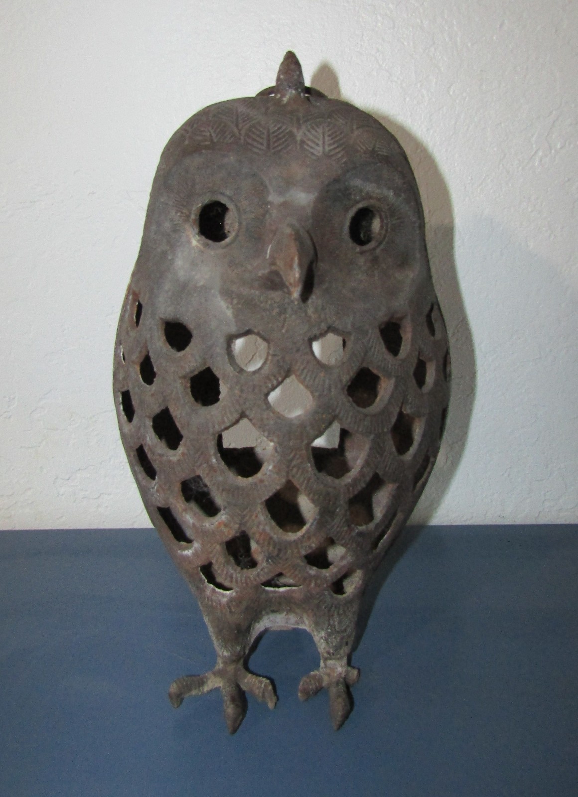 Vintage Japan Art Cast Iron Owl Lantern Garden Hanging Candle Holder Figure 15\