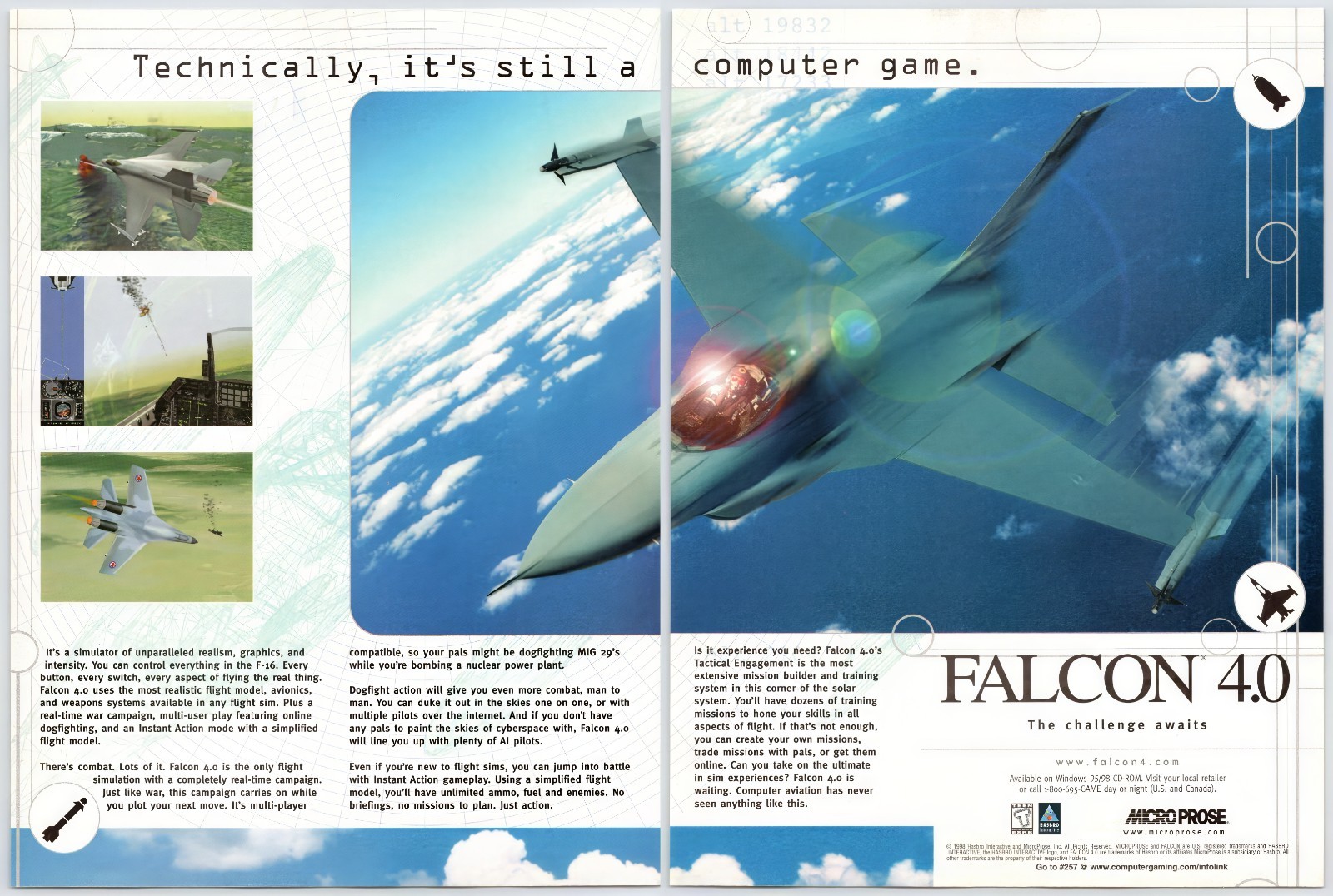 Falcon 4.0 - PC Combat Flight Sim - Original Ad - MicroProse Promo Art 1999