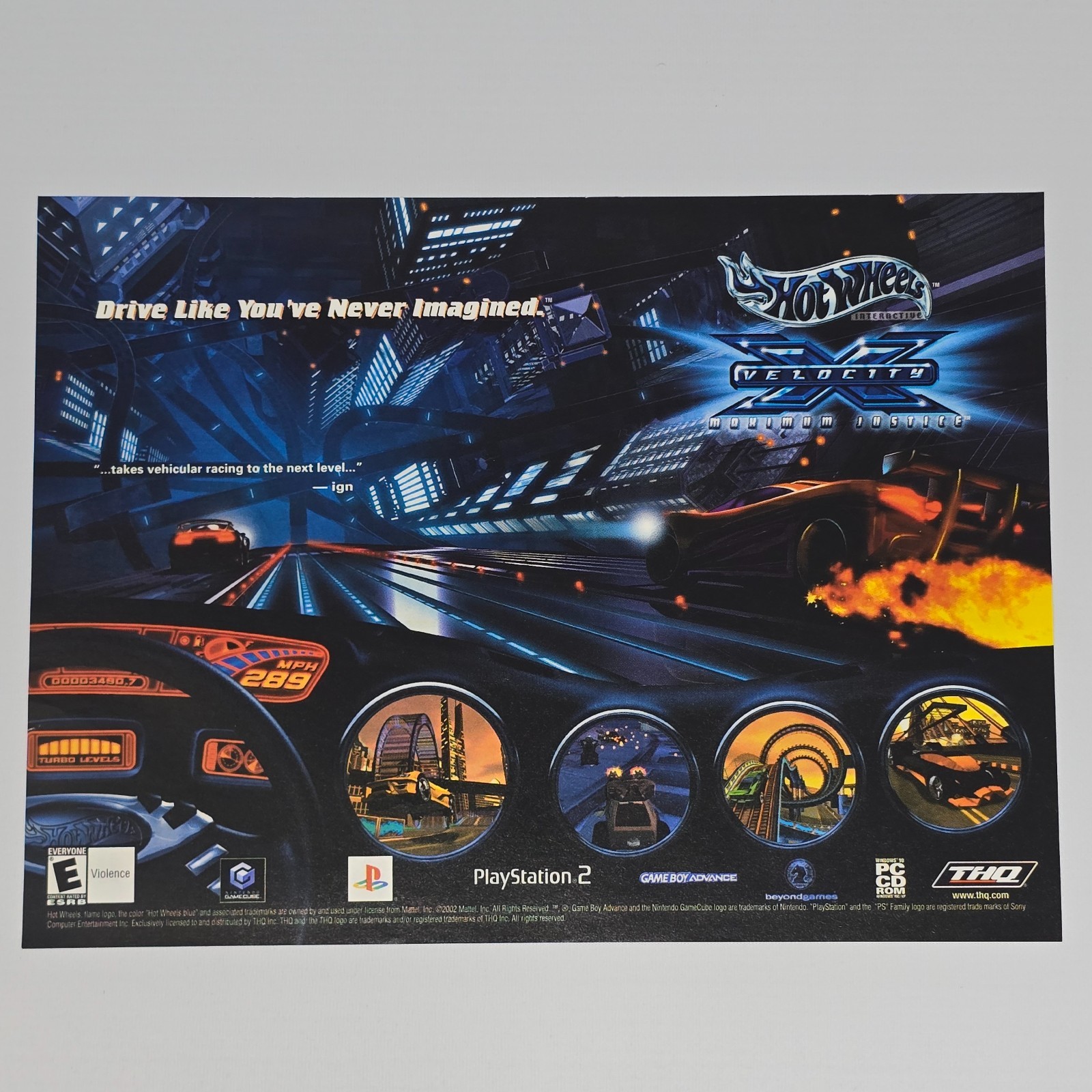 Hot Wheels Velocity X PlayStation 2 PS2 GameCube Authentic Magazine Ad