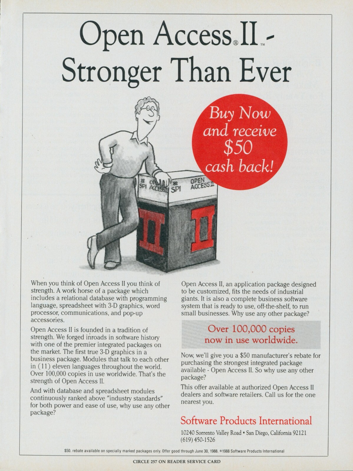 1988 Open Access II Stronger Than Ever Database Spreadsheet Vintage Print Ad PC1