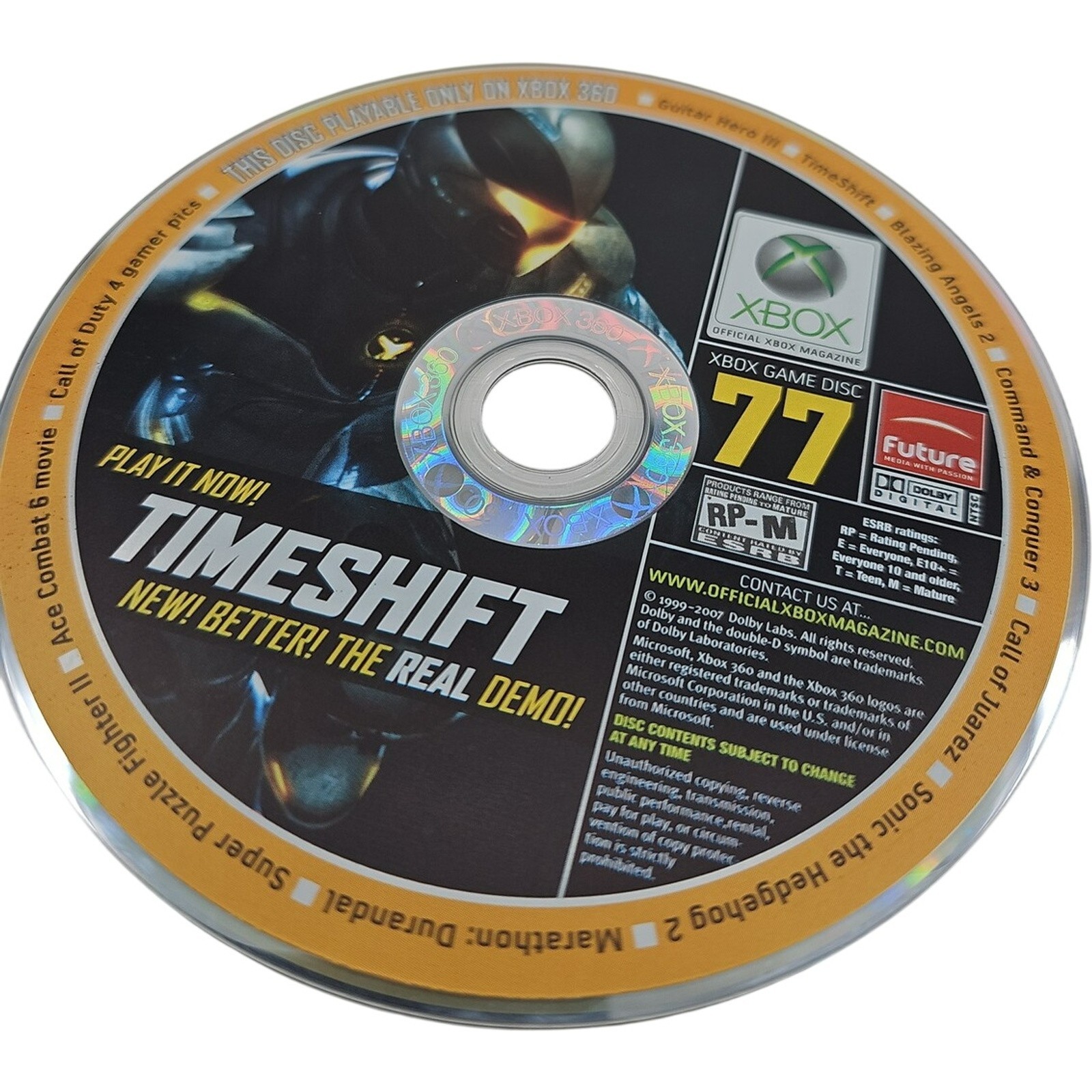 TimeShift Official Xbox Magazine OXM #77 Xbox 360 Demo Disc