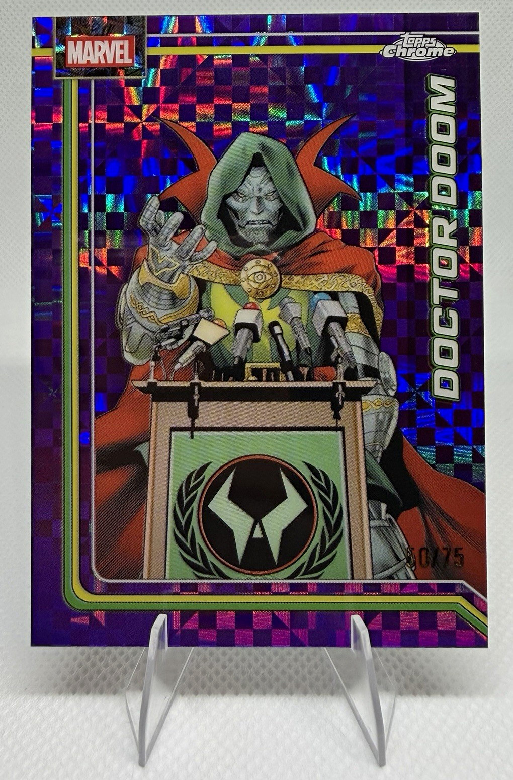Topps 2026 Chrome Marvel Doctor Doom #028 Purple X Fractor 50/75